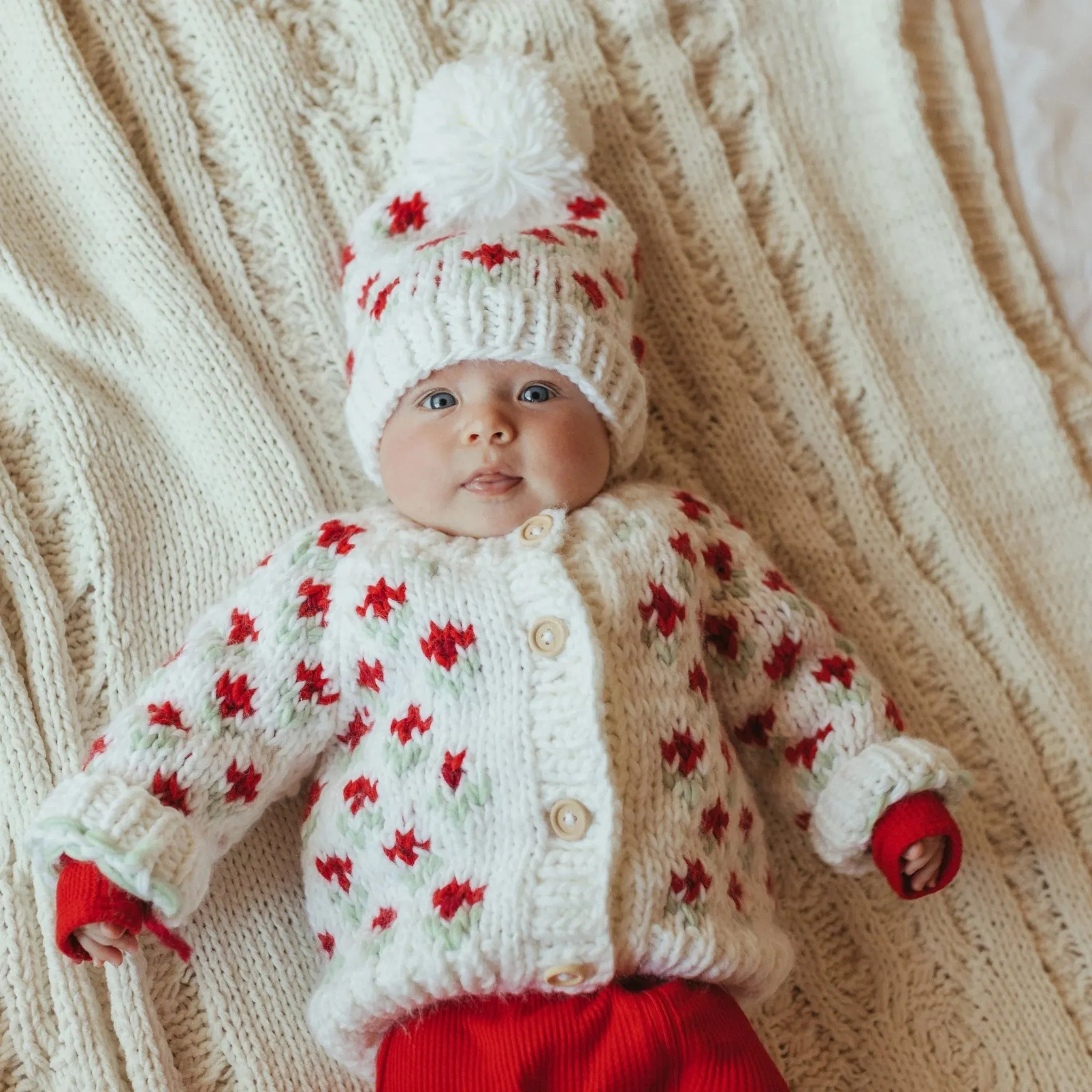 Huggalugs Bitty Blooms Holiday Cardigan