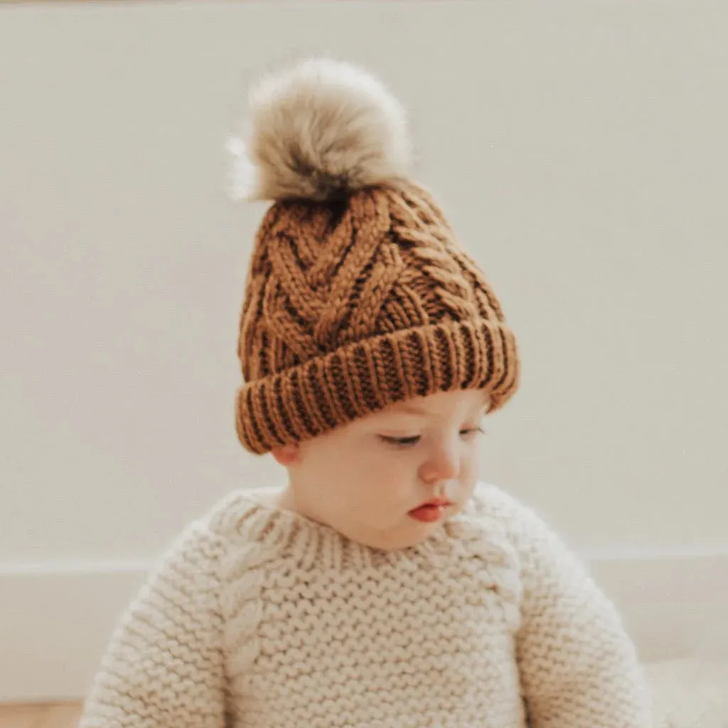 Huggalugs Pecan Pom Pom Beanie