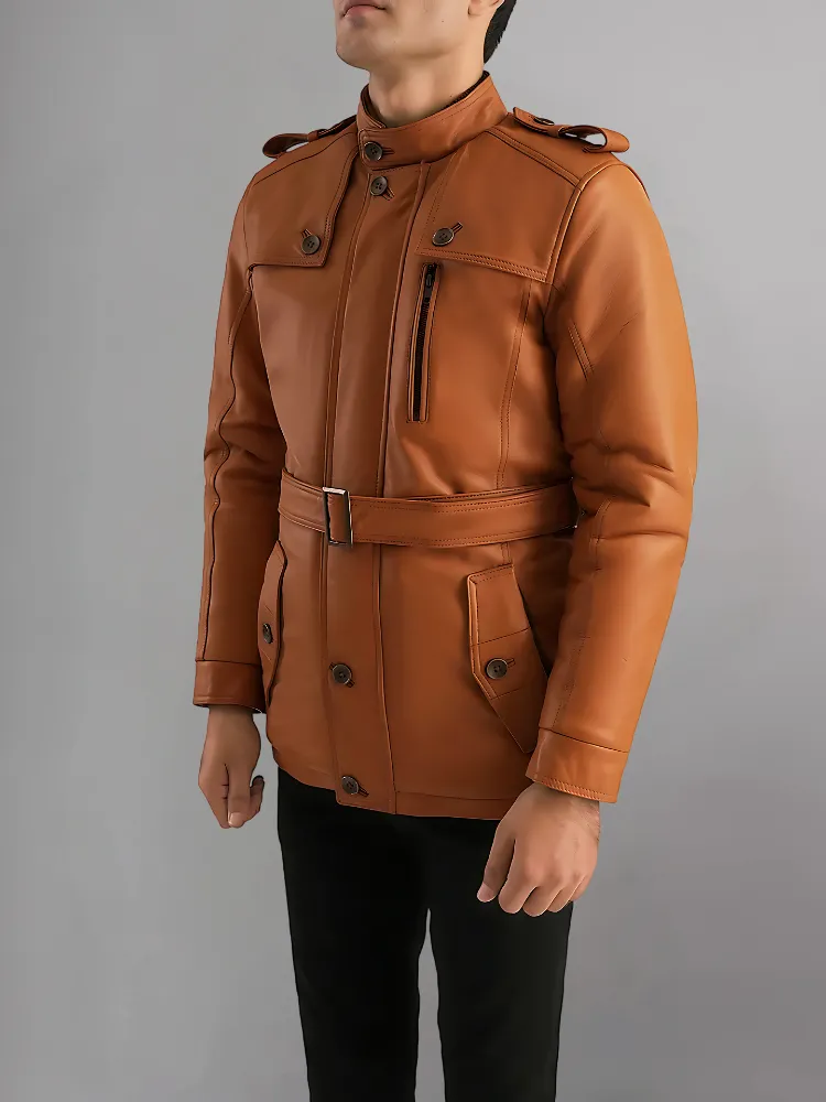 Hunter Tan Brown Leather Coat