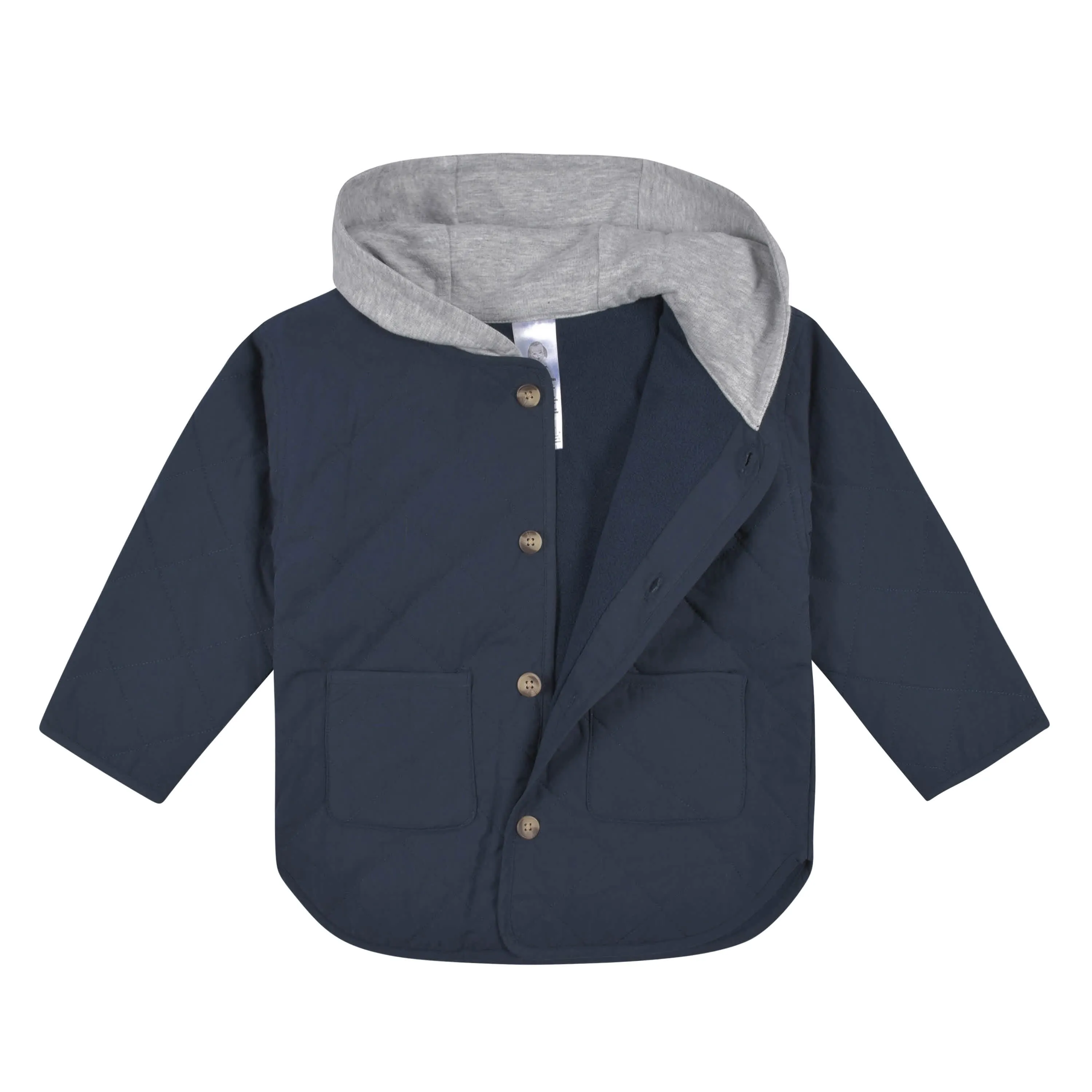 Infant & Toddler Boys Navy Quilted Hooded Jacket