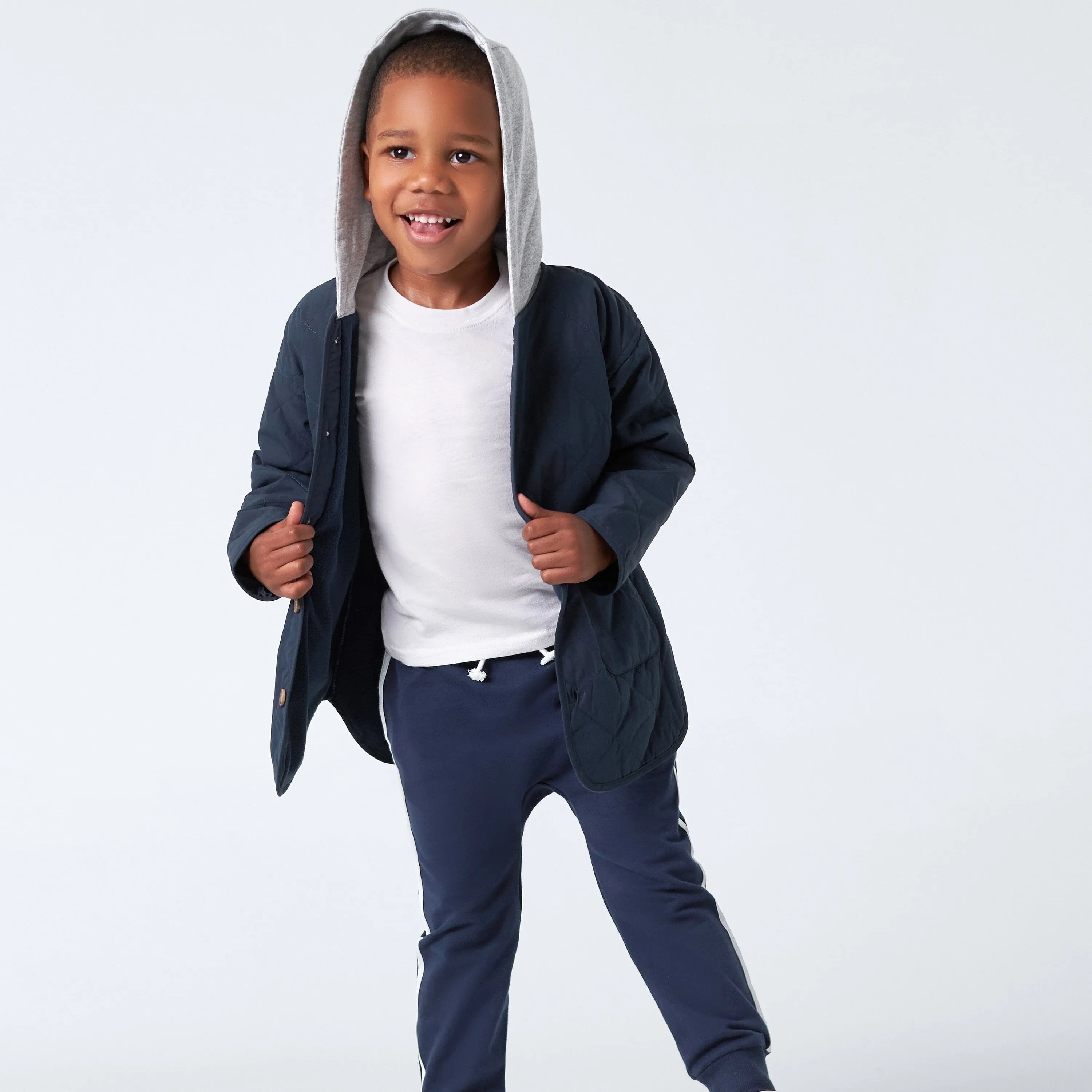 Infant & Toddler Boys Navy Quilted Hooded Jacket