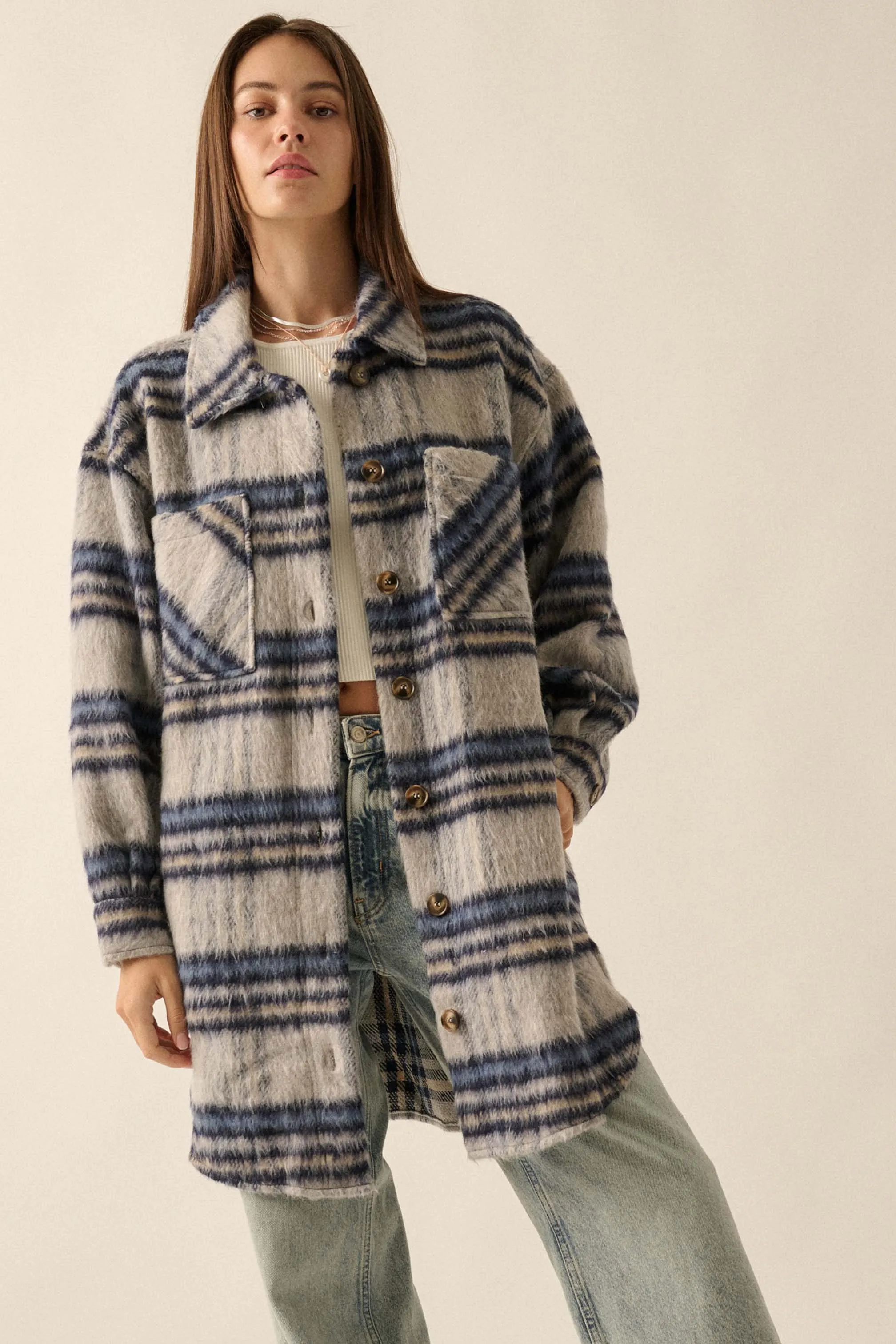 Into the Woods Wool-Blend Plaid Shacket