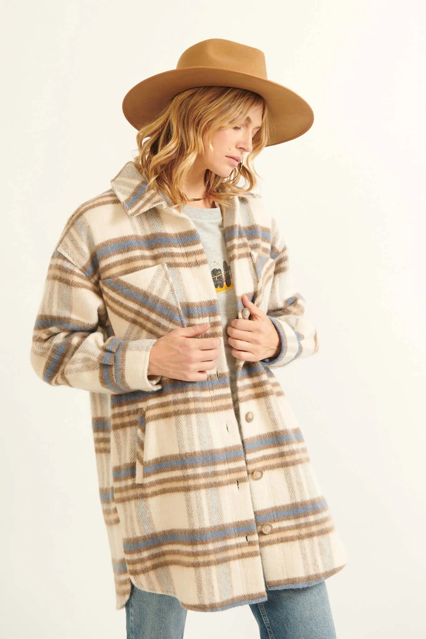 Into the Woods Wool-Blend Plaid Shacket