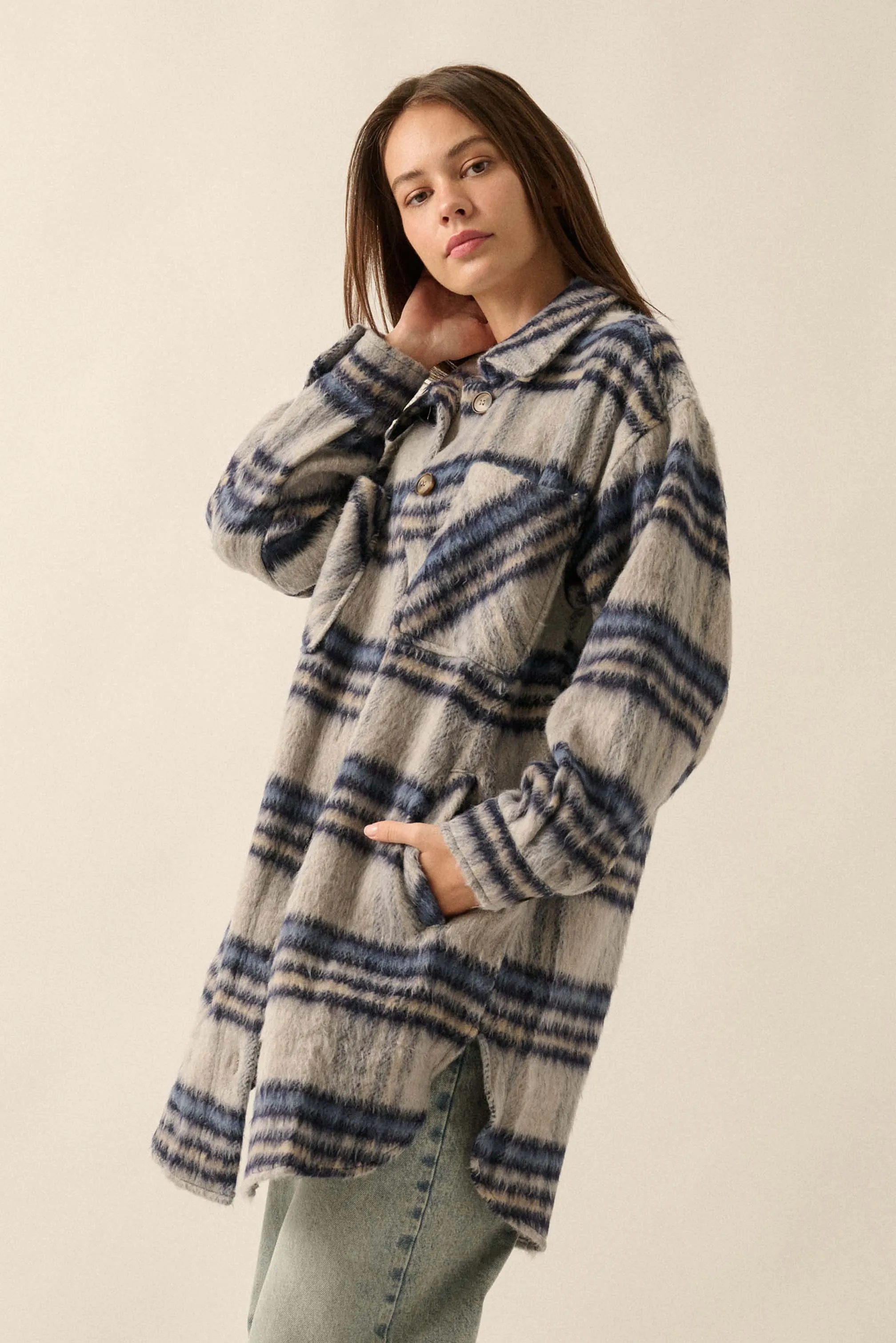 Into the Woods Wool-Blend Plaid Shacket