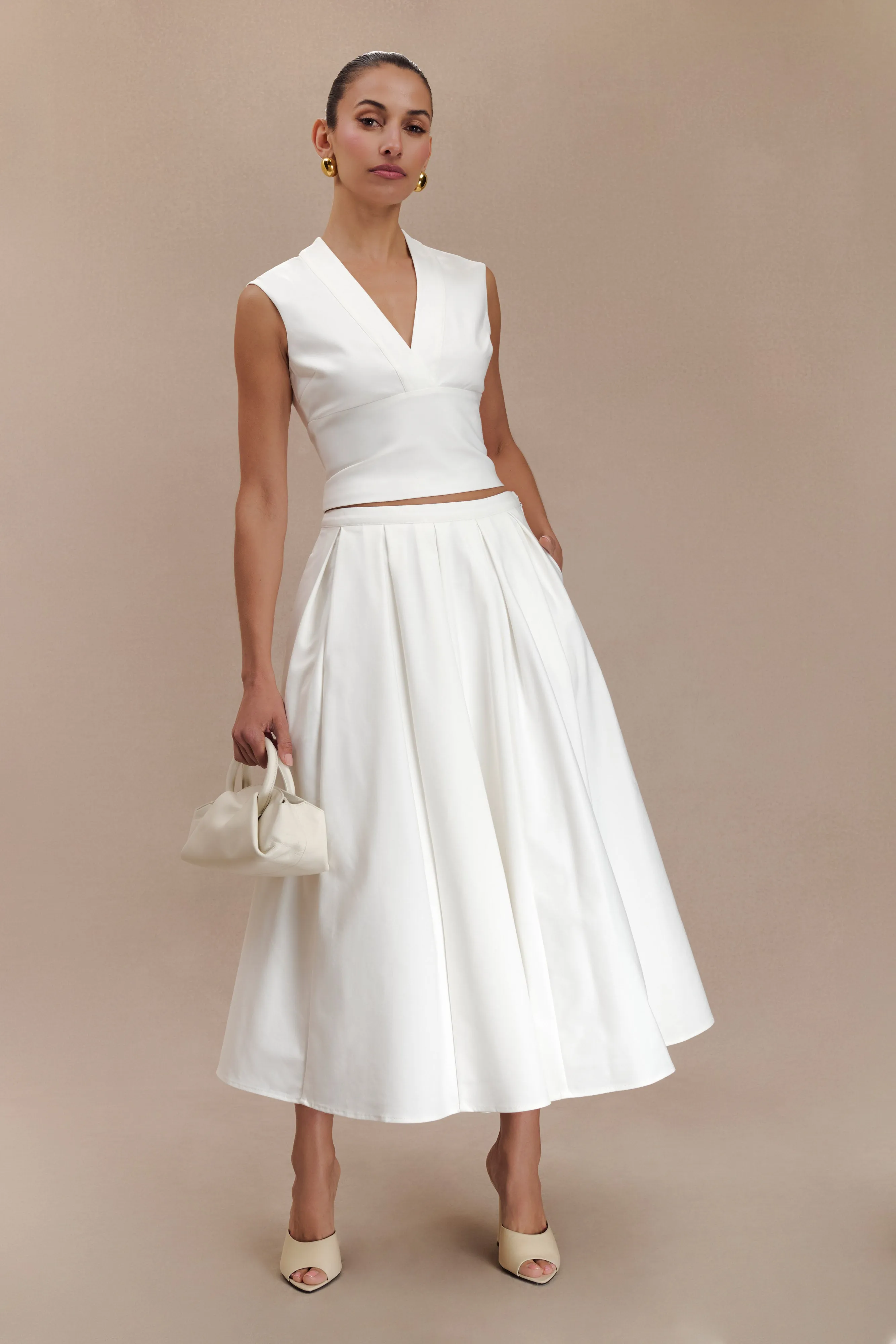 Jemima Cotton Midi Skirt - White