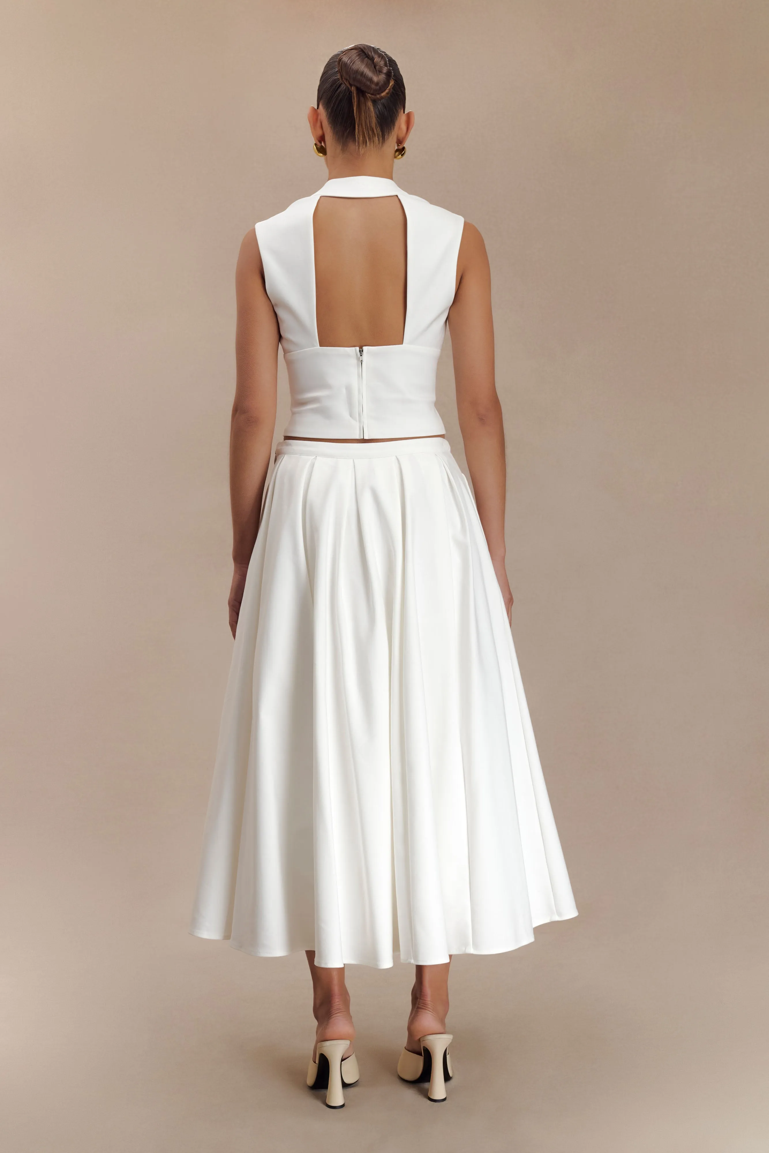 Jemima Cotton Midi Skirt - White