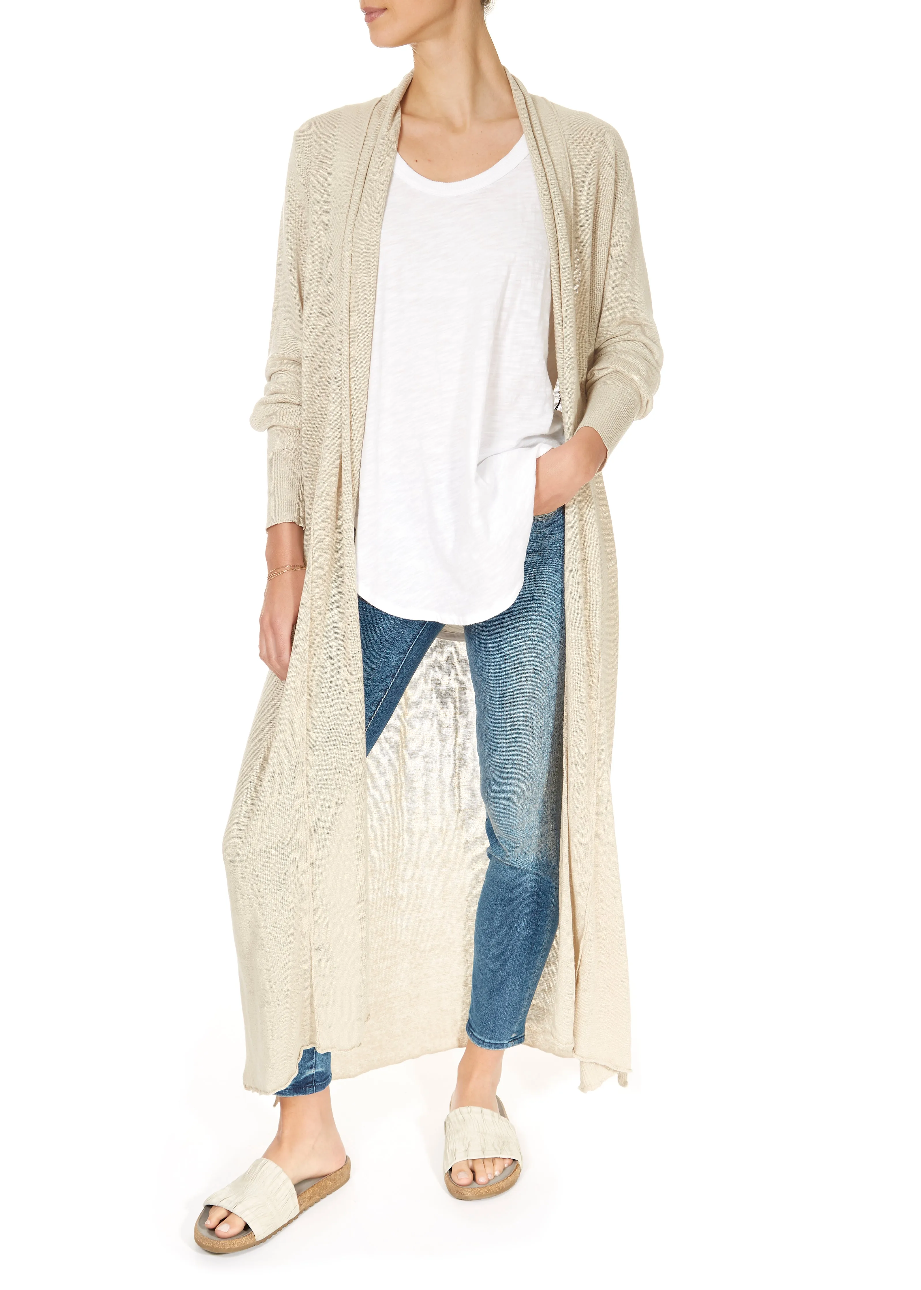 'Jess' Sand Linen Cardigan