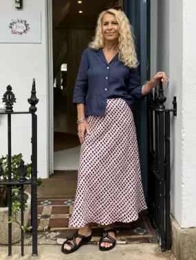 Jiva Midi Linen Prudence Skirt- Polka Dots