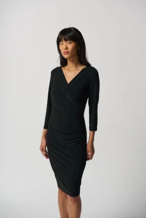 Joseph Ribkoff Black Three-Quarter Sleeve Wrap Dress Style # 233305