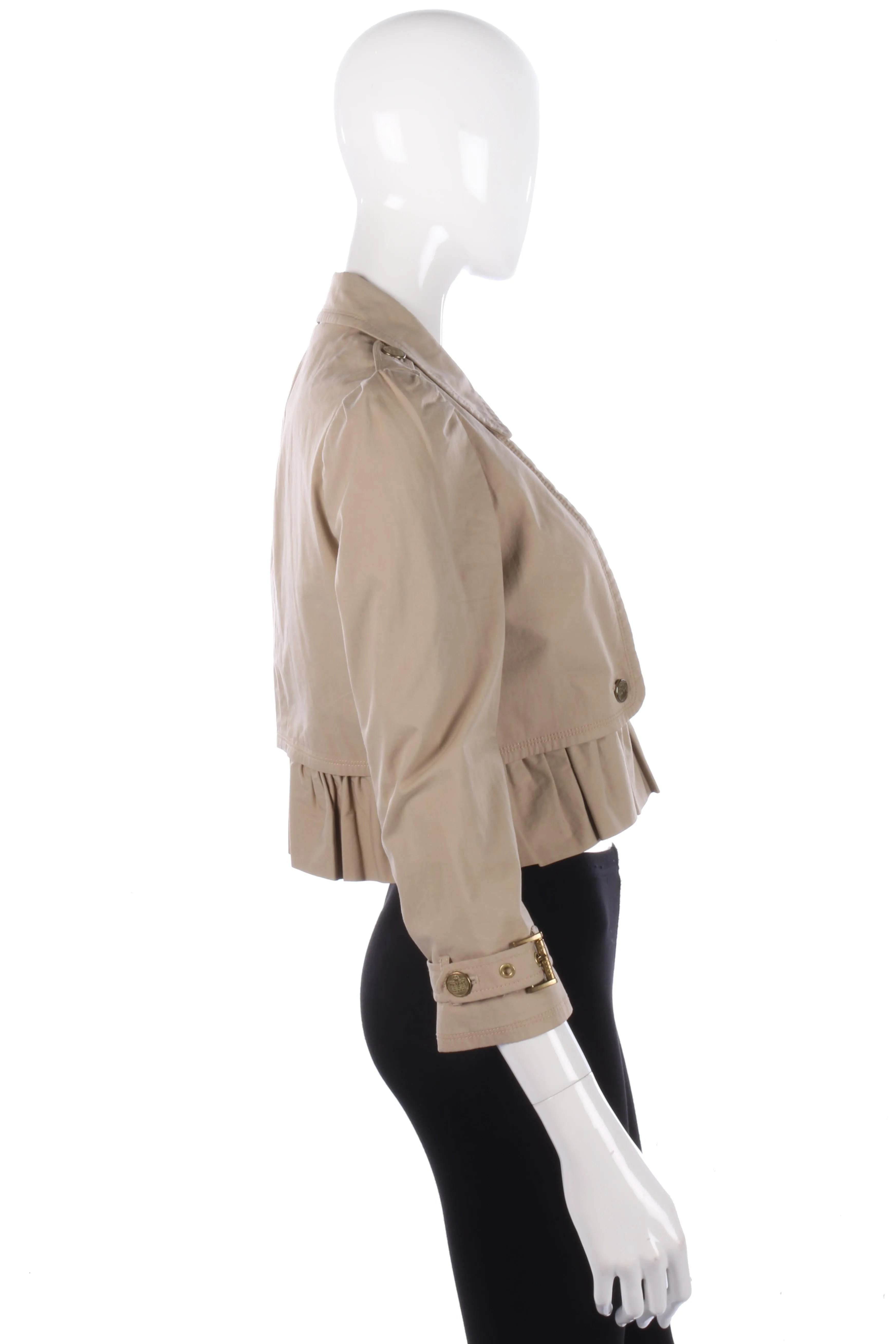 Juicy Couture Cropped Jacket Ruffle Hem Cream Cotton Size S