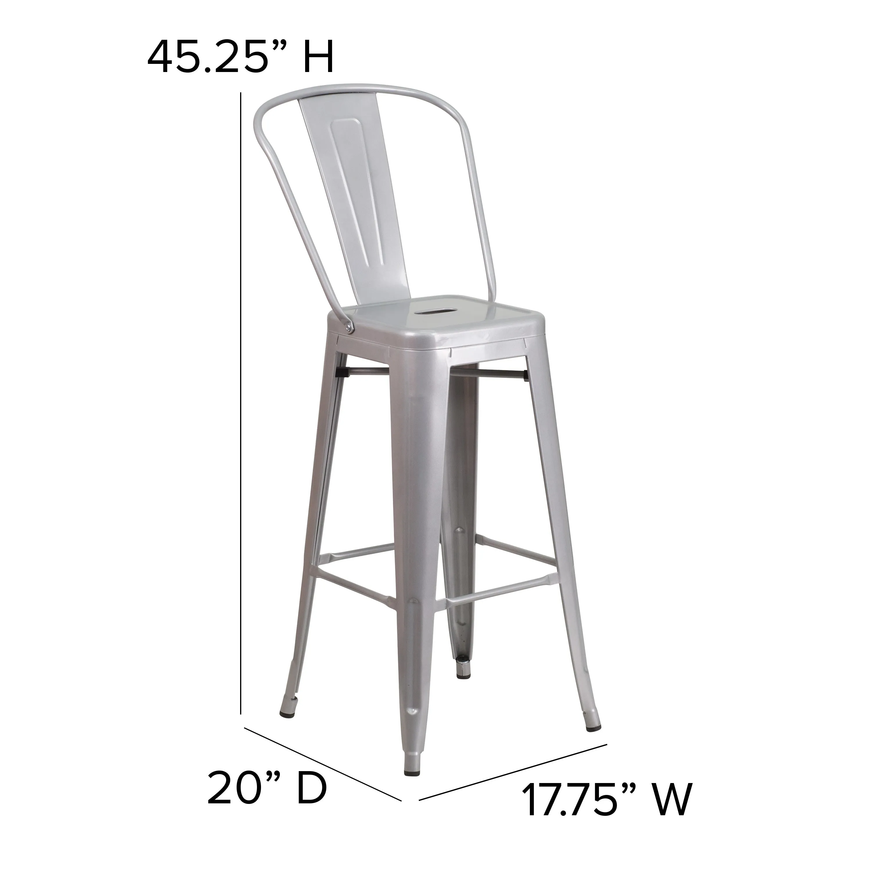 Kai Commercial Grade 30" High Metal Indoor-Outdoor Counter Height Stool with Removable Back and All-Weather Poly Resin Seat