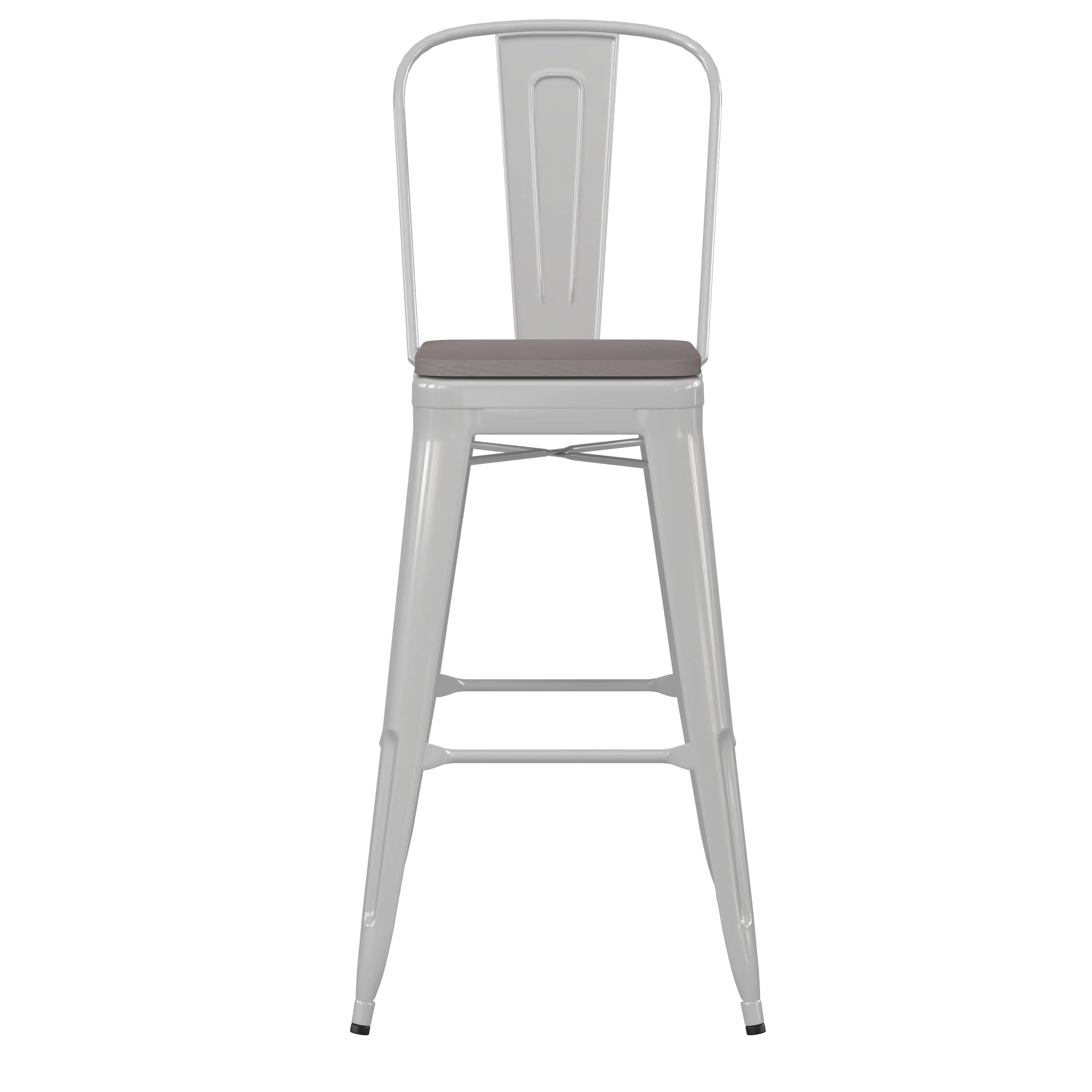 Kai Commercial Grade 30" High Metal Indoor-Outdoor Counter Height Stool with Removable Back and All-Weather Poly Resin Seat