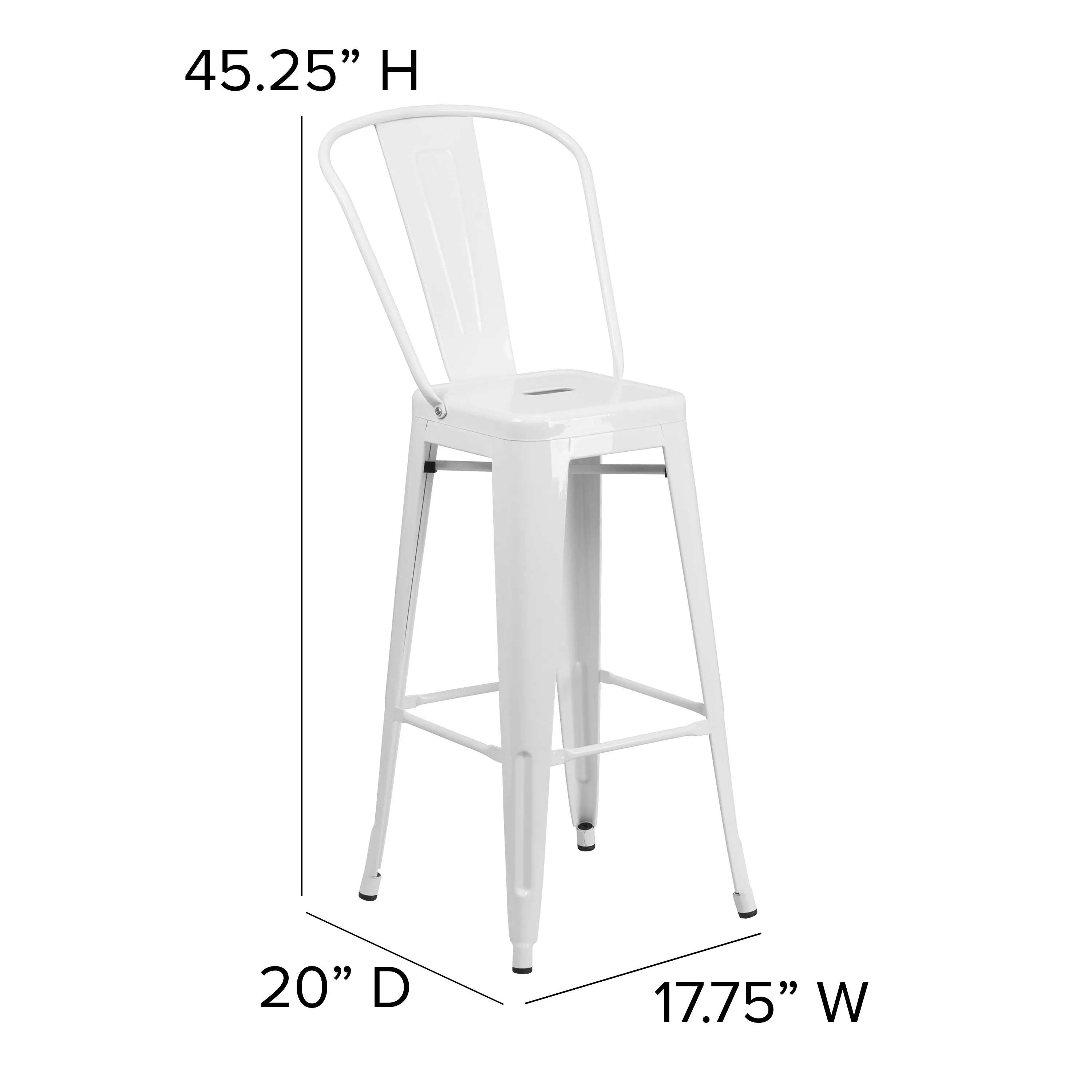 Kai Commercial Grade 30" High Metal Indoor-Outdoor Counter Height Stool with Removable Back and All-Weather Poly Resin Seat