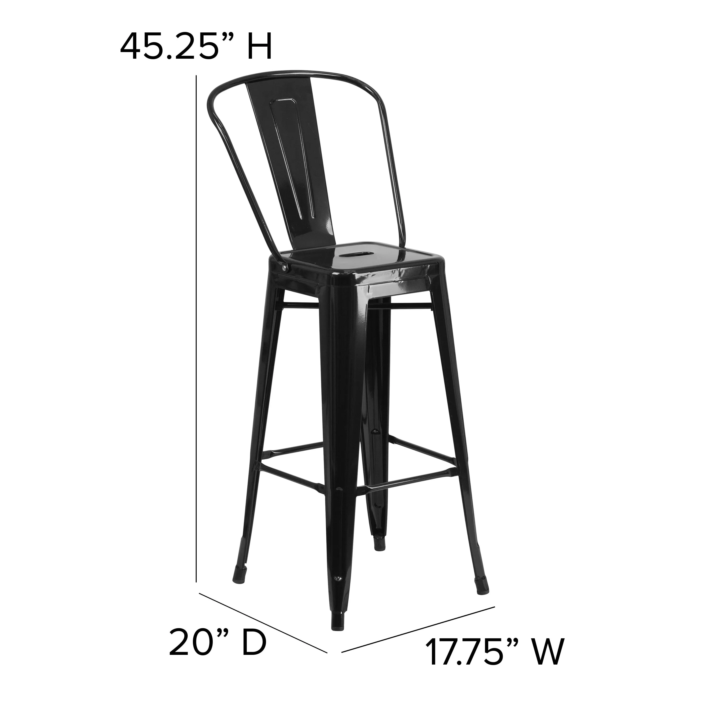 Kai Commercial Grade 30" High Metal Indoor-Outdoor Counter Height Stool with Removable Back and All-Weather Poly Resin Seat