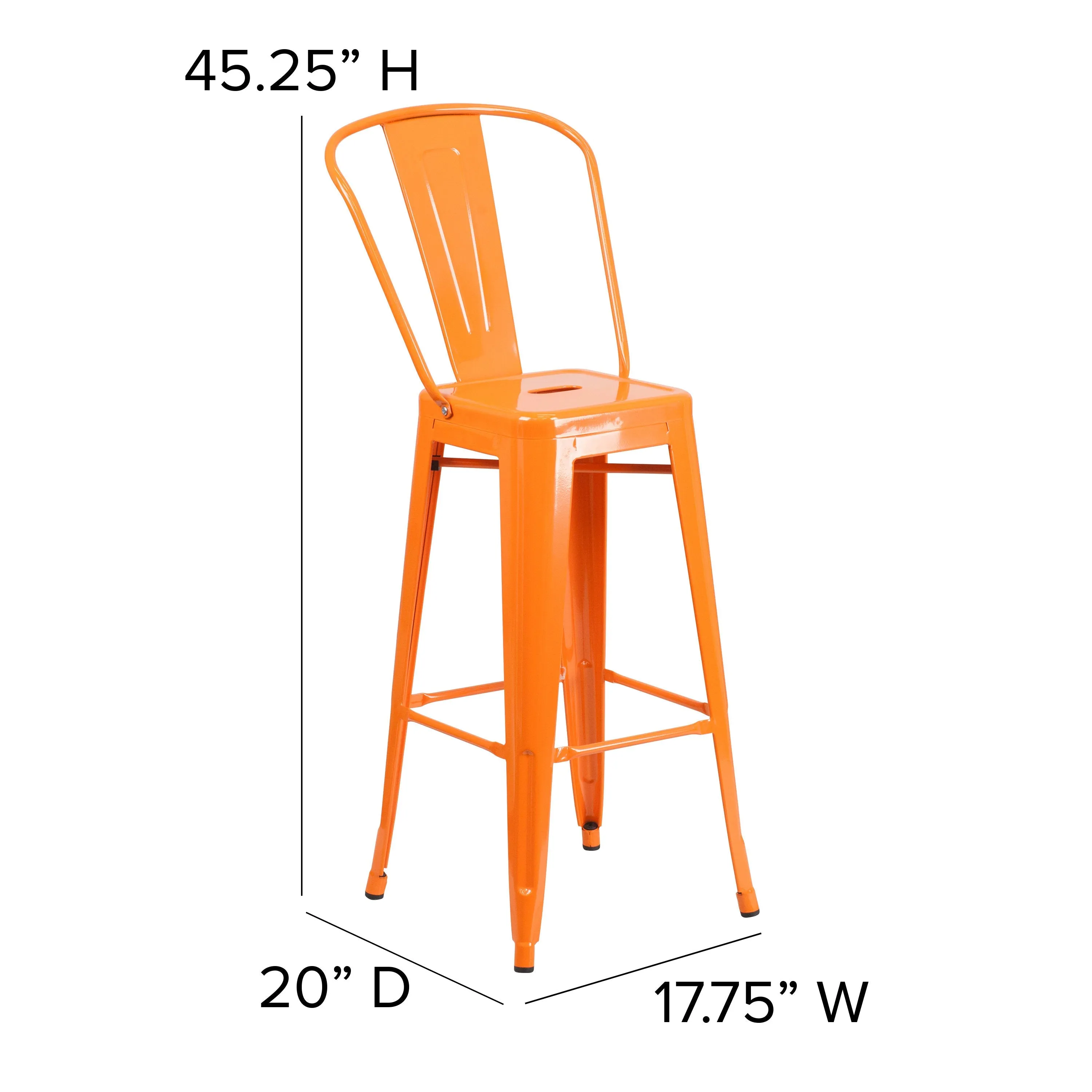 Kai Commercial Grade 30" High Metal Indoor-Outdoor Counter Height Stool with Removable Back and All-Weather Poly Resin Seat