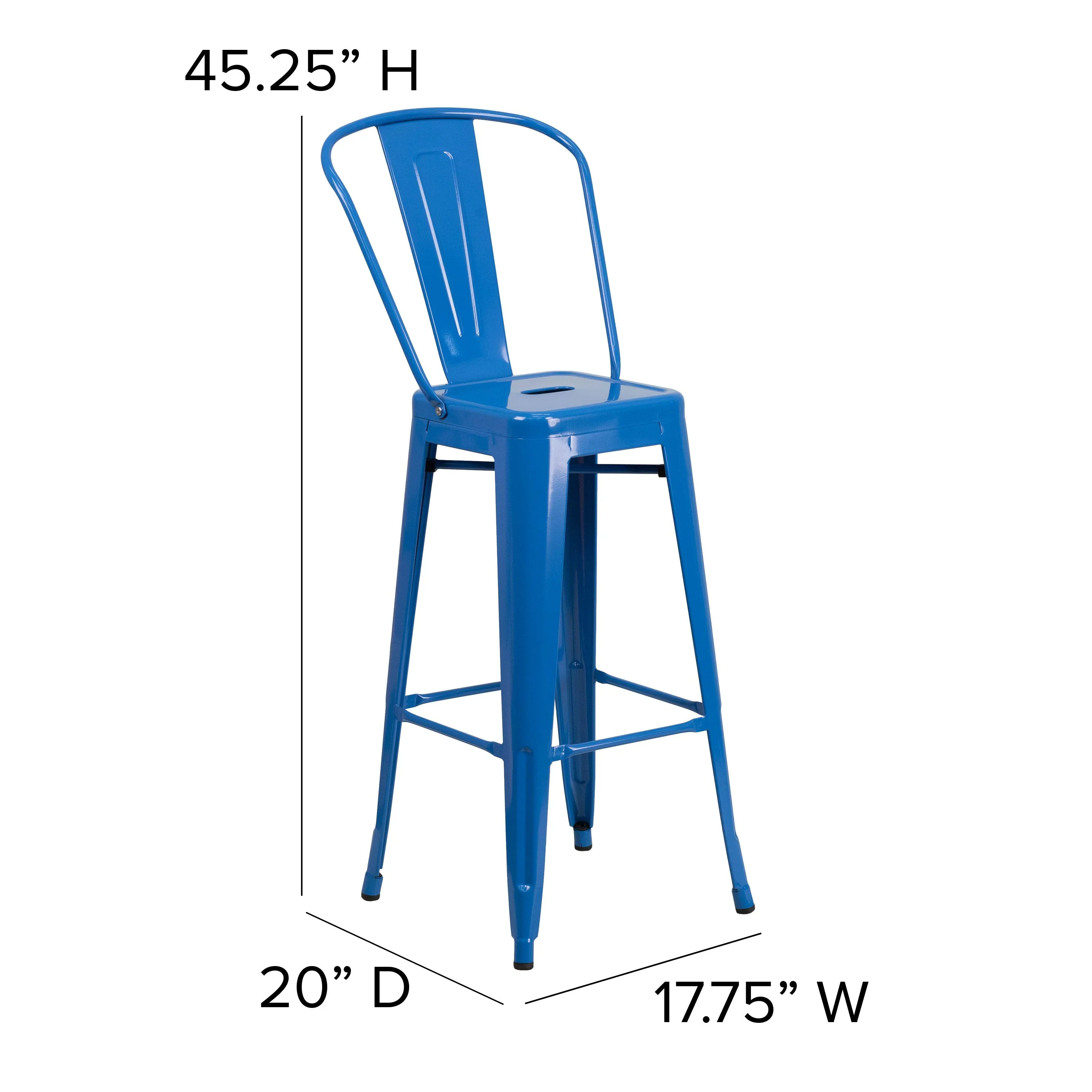 Kai Commercial Grade 30" High Metal Indoor-Outdoor Counter Height Stool with Removable Back and All-Weather Poly Resin Seat