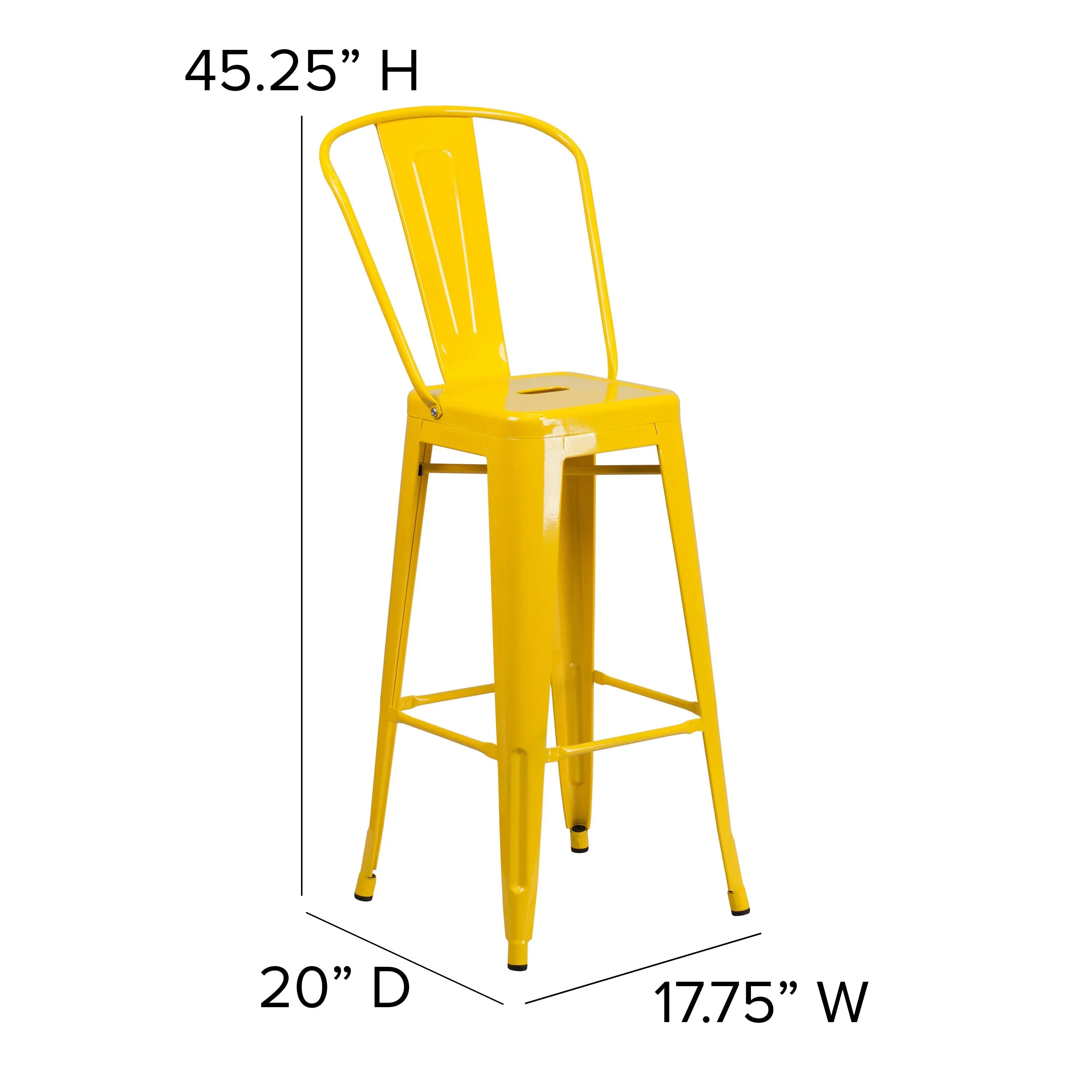 Kai Commercial Grade 30" High Metal Indoor-Outdoor Counter Height Stool with Removable Back and All-Weather Poly Resin Seat