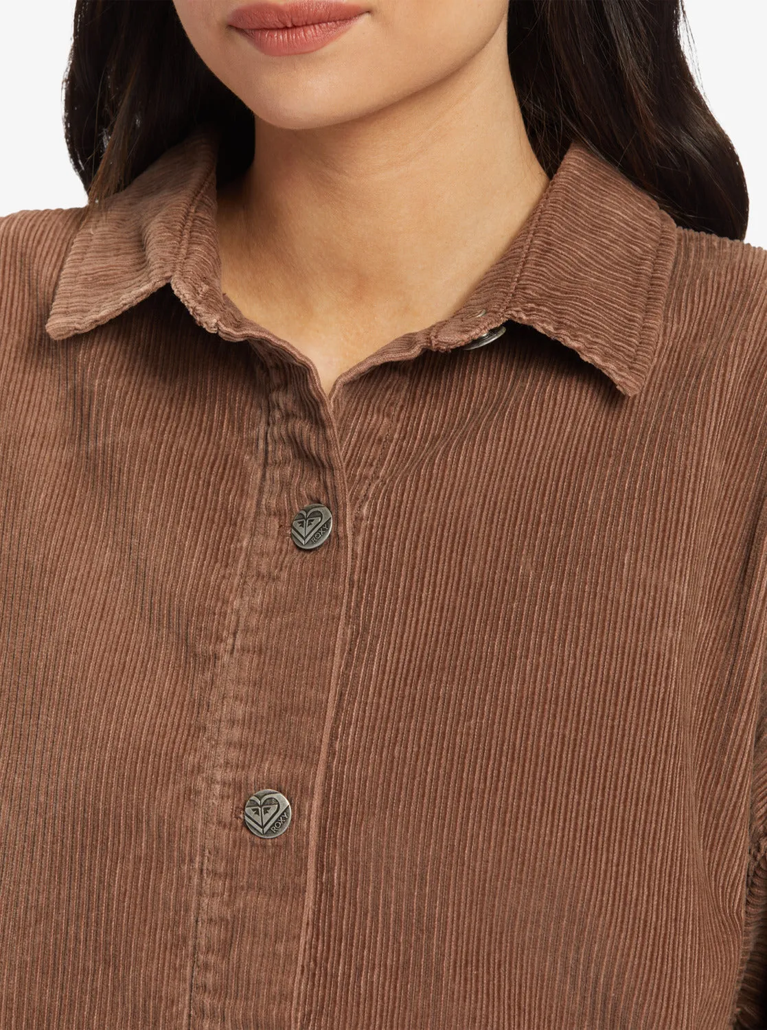 Kick Back Washed Corduroy Long Sleeve Overshirt - Sorrel Horse