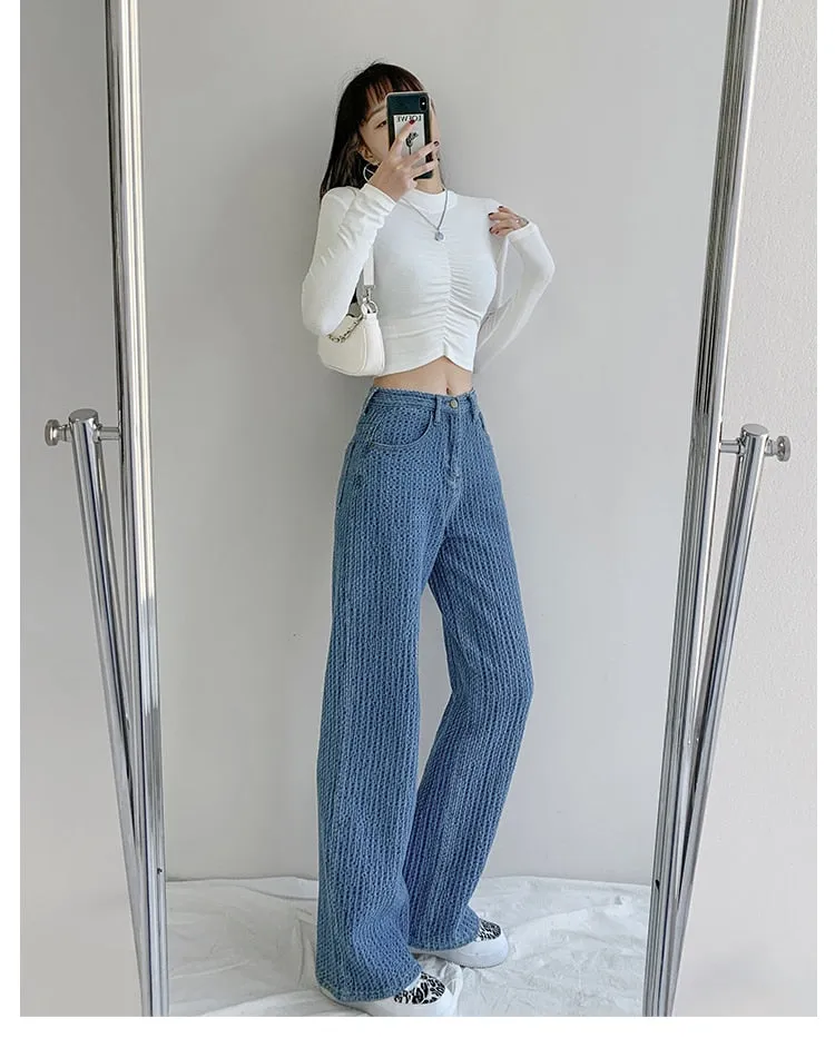 KittenAlarm - Women Jeans High Waist Casual Streetwear y2k Baggy Office Lady New Fashion Korean Denim Trousers Female Straight Wide Leg Pants