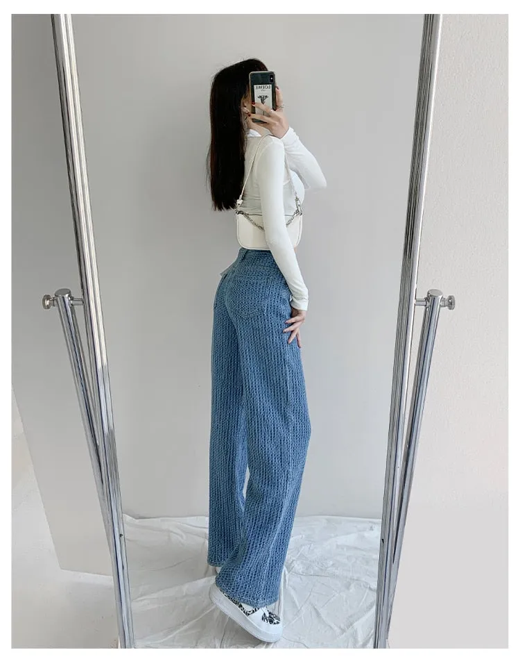 KittenAlarm - Women Jeans High Waist Casual Streetwear y2k Baggy Office Lady New Fashion Korean Denim Trousers Female Straight Wide Leg Pants