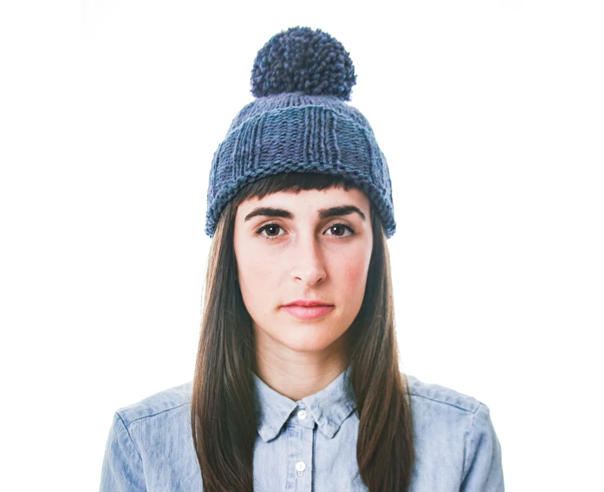 Knit Pompom Toque, made in Canada from pure wool