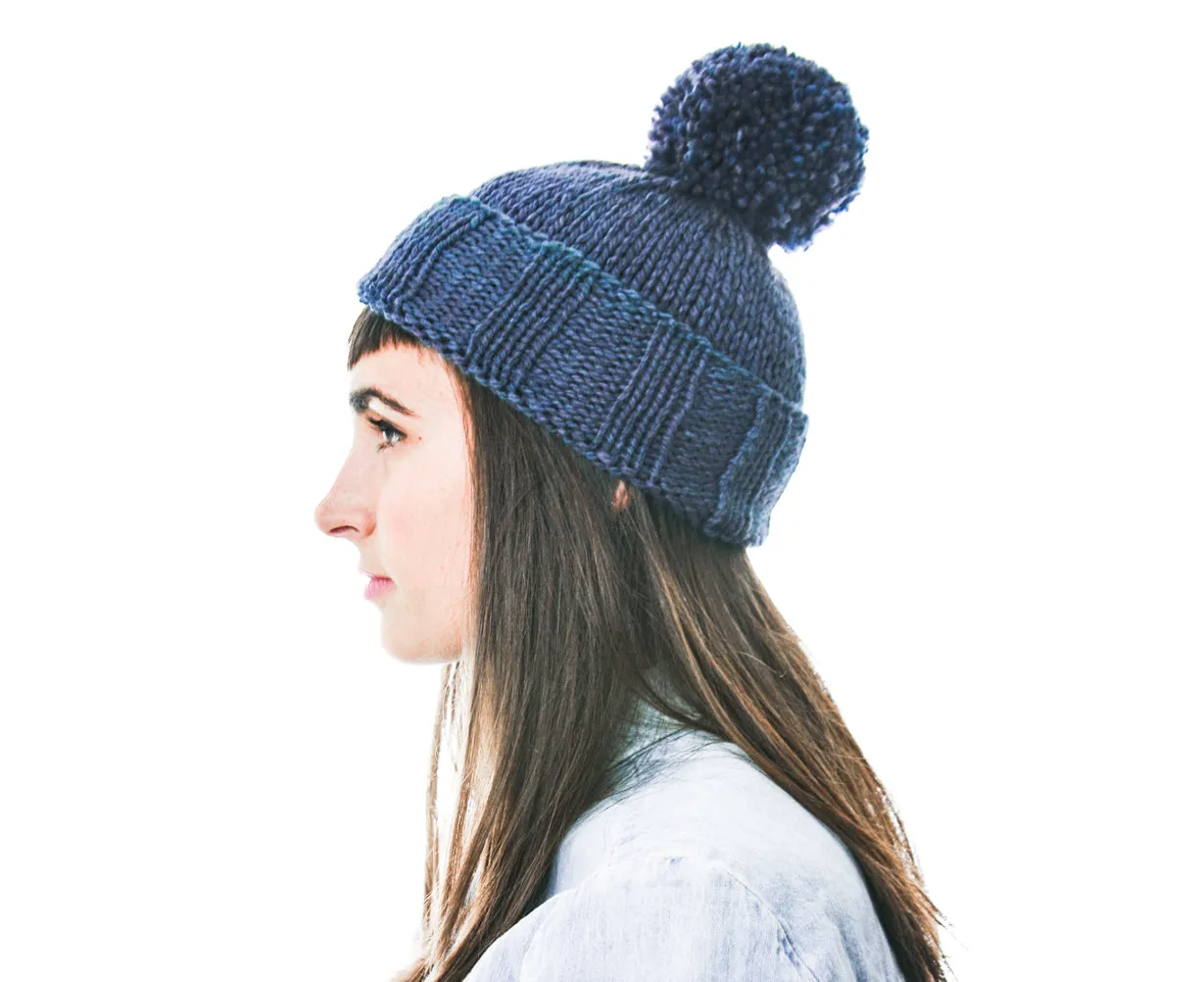 Knit Pompom Toque, made in Canada from pure wool