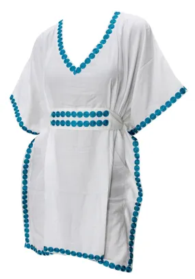 LA LEELA Women's Summer T  Dresses Beach Cover up Poncho Tank Dress US 10-14 White_T309