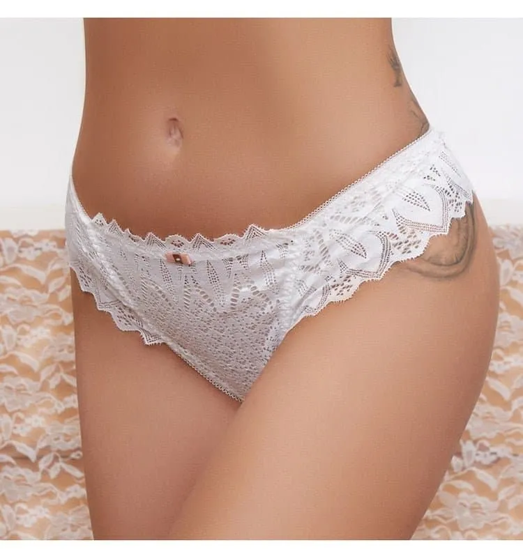 Lace Hollow Out Thong - Low-Waist, Polyester & Spandex, Breathable Comfort