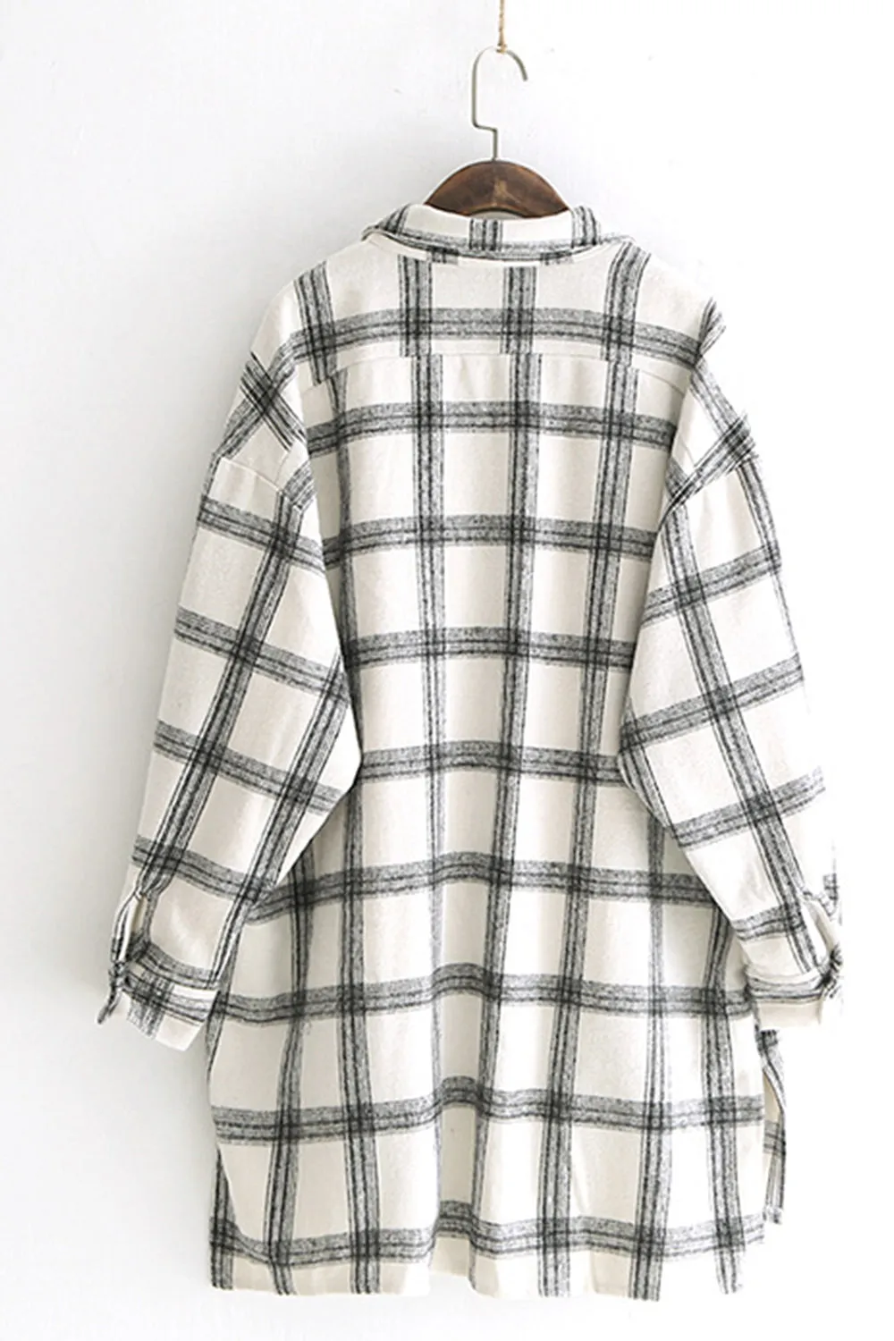 Lapel Thickening Brushed Plaid Flannel Cardigan