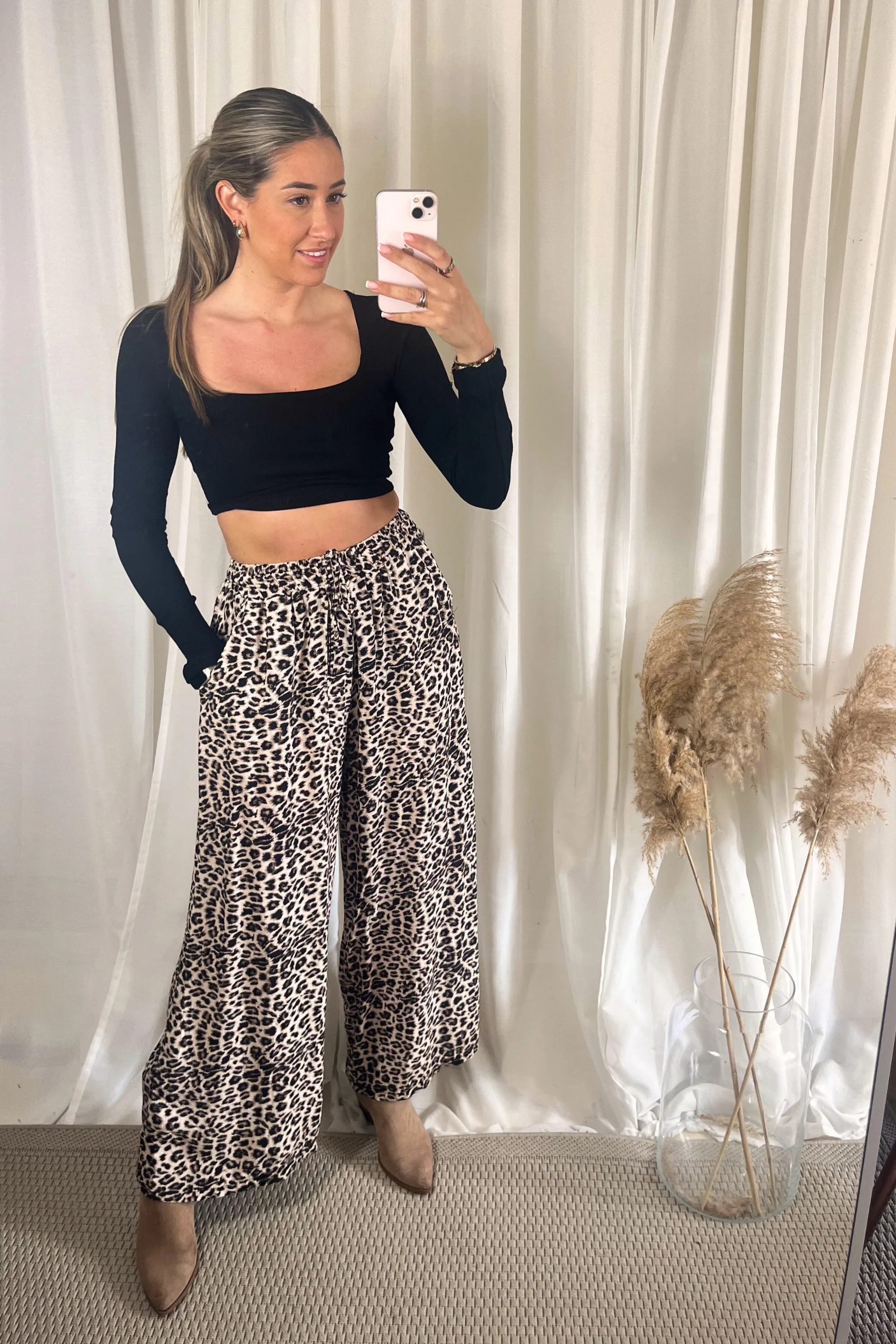 Leopard print floaty pants