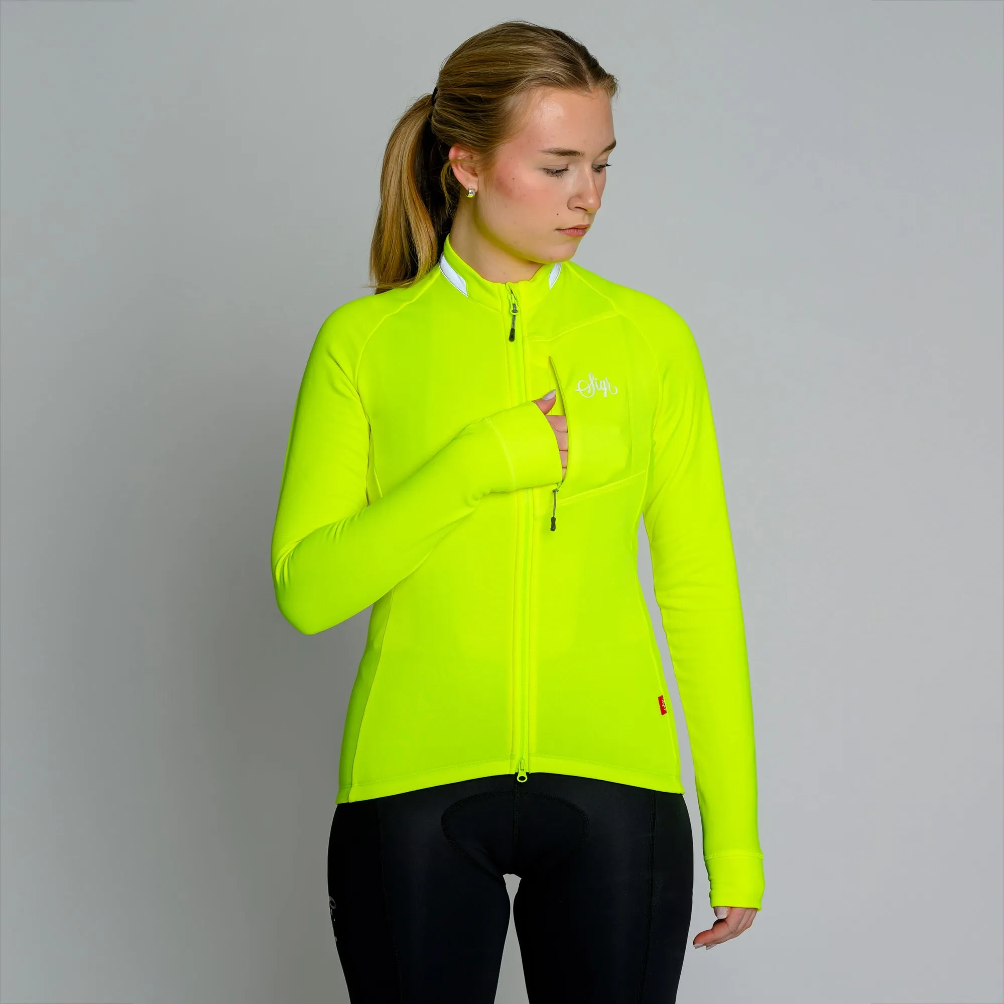 Ljung Hi-viz Yellow Women's Warmer Long Sleeved Cycling Jersey