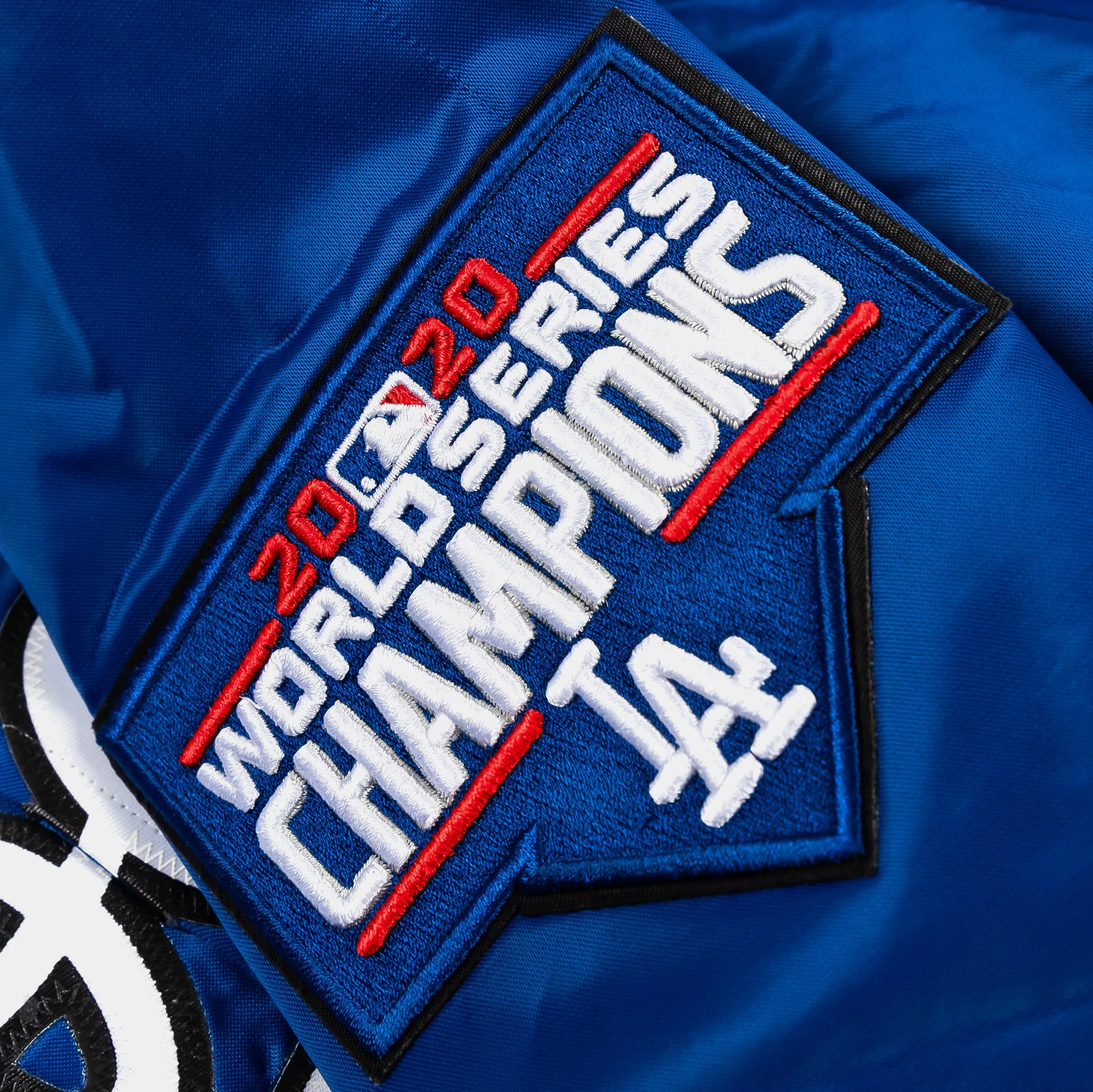 Los Angeles Dodgers 2020 World Series Champions Satin Mens Jacket (White/Blue)