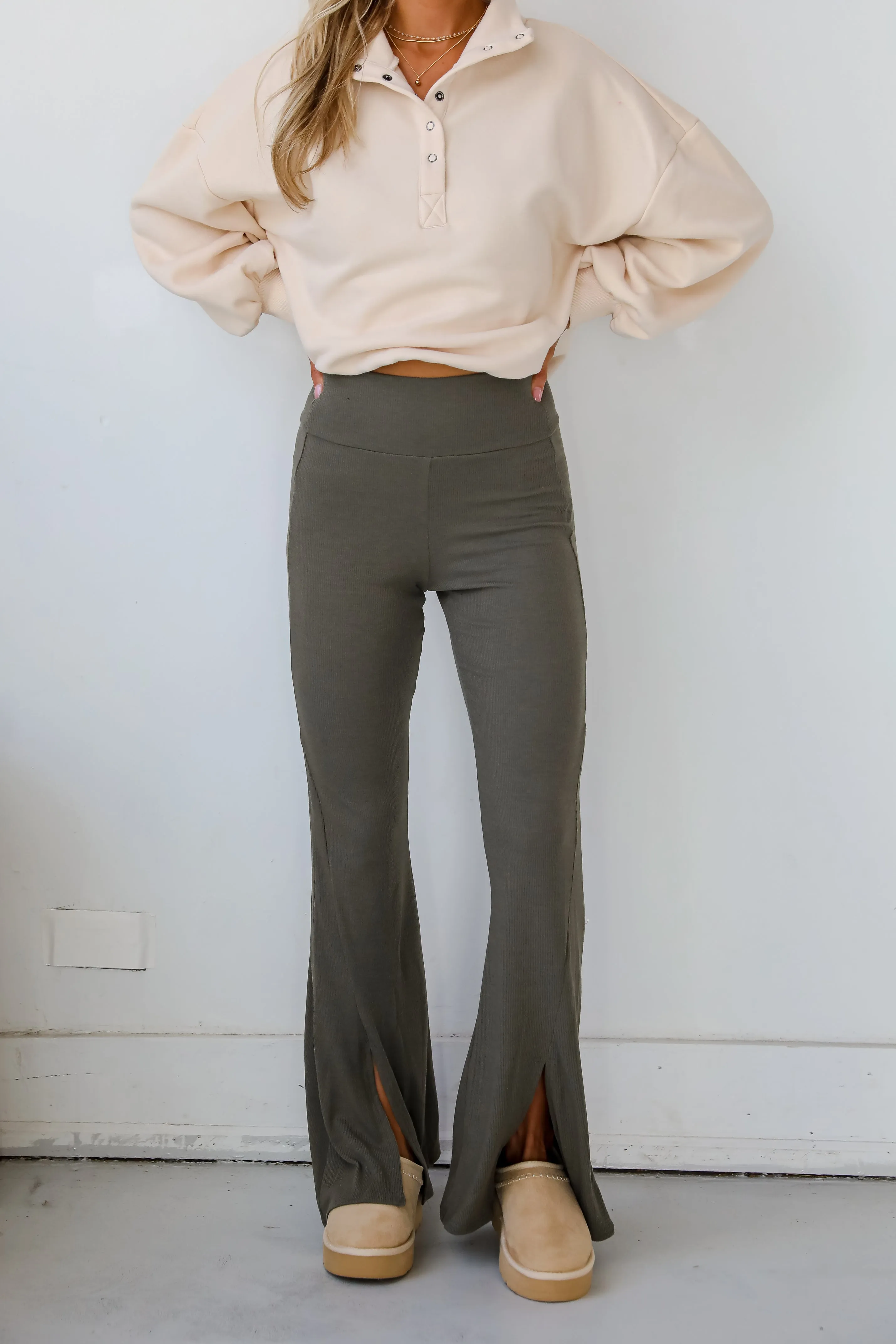 Lounge Look Ribbed Flare Pants - DOORBUSTER