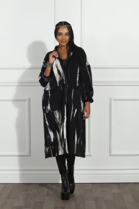 Luxe Moda LM264 Brushstroke Print Coat