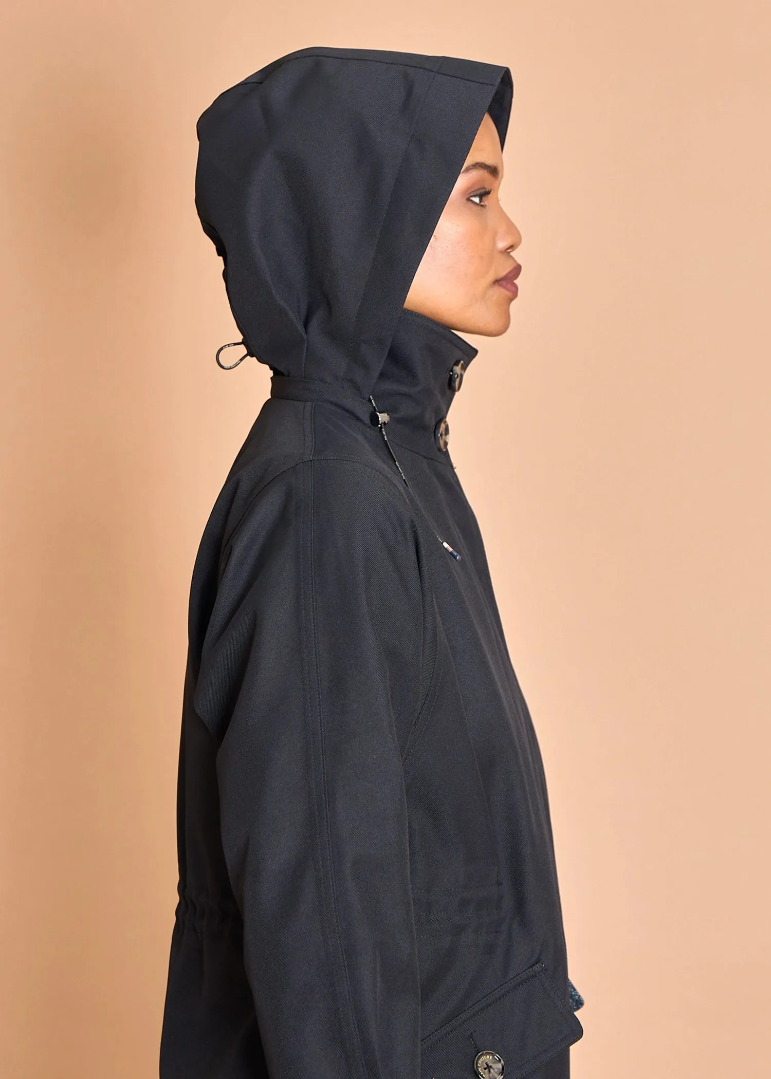 Luxury Tailored Poncho - Navy/Black