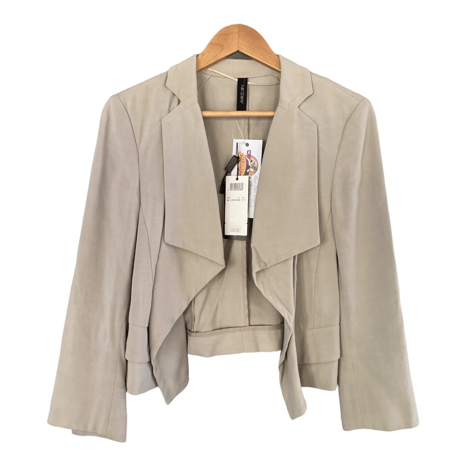 Marccain Cropped Jacket Taupe Size N3 (UK12) BNWT RRP £265