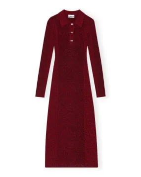 Melange Rib Long Sleeve Polo Dress