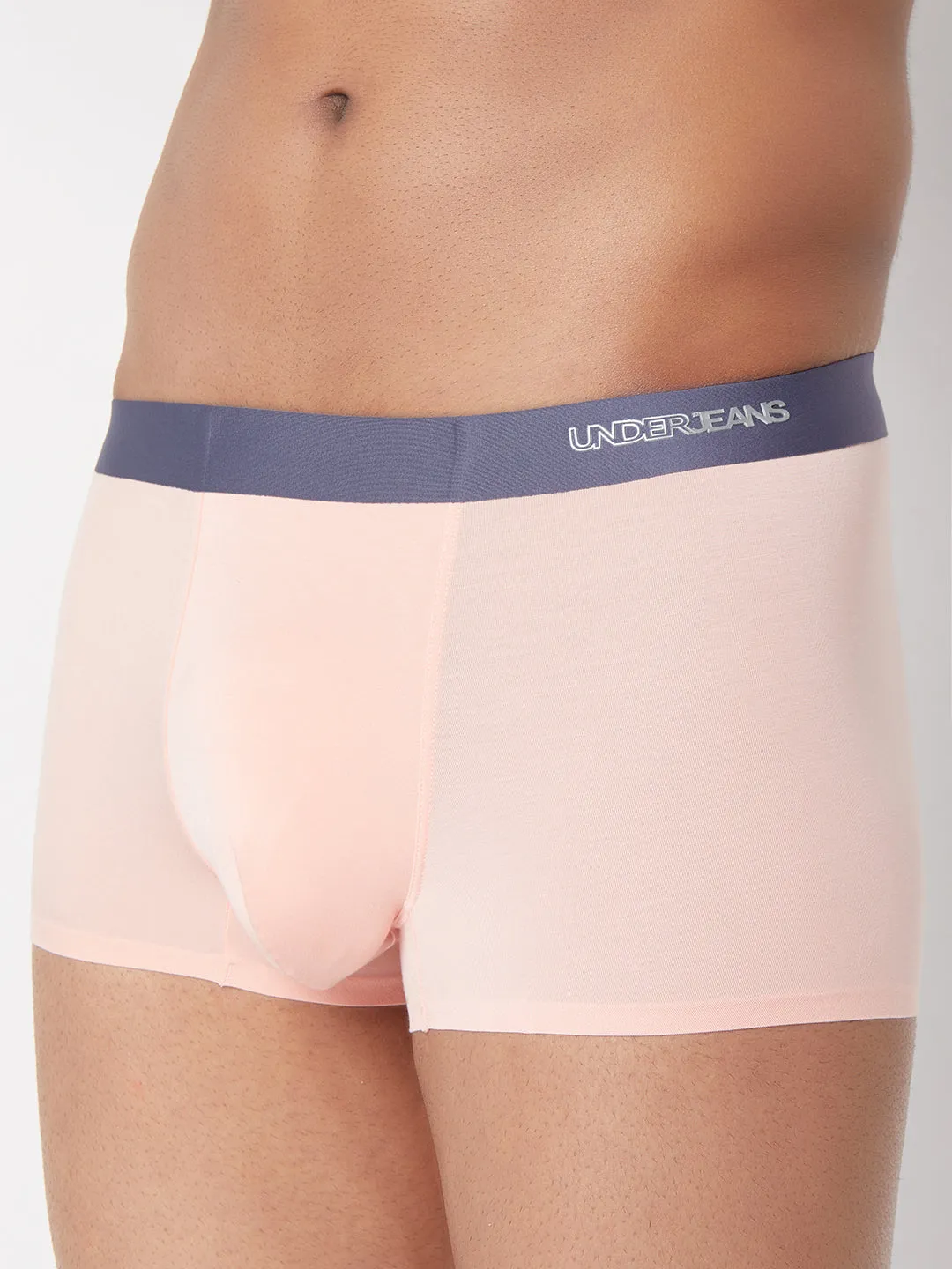 Men Pink Solid Super Premium Bonded Elastic Trunk- Underjeans By Spykar