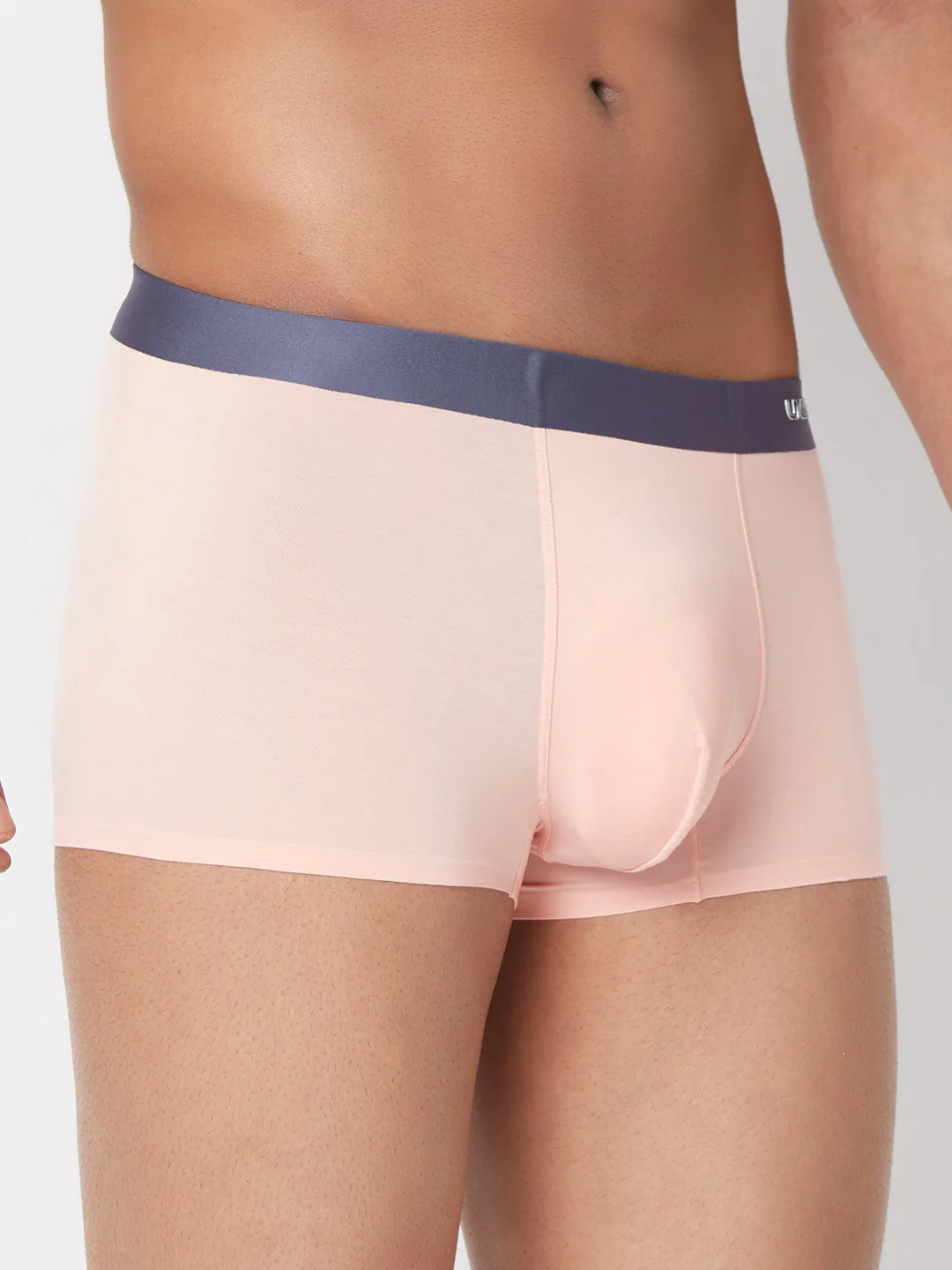 Men Pink Solid Super Premium Bonded Elastic Trunk- Underjeans By Spykar