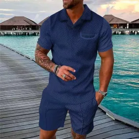 Men's Casual Printed Polo Suit