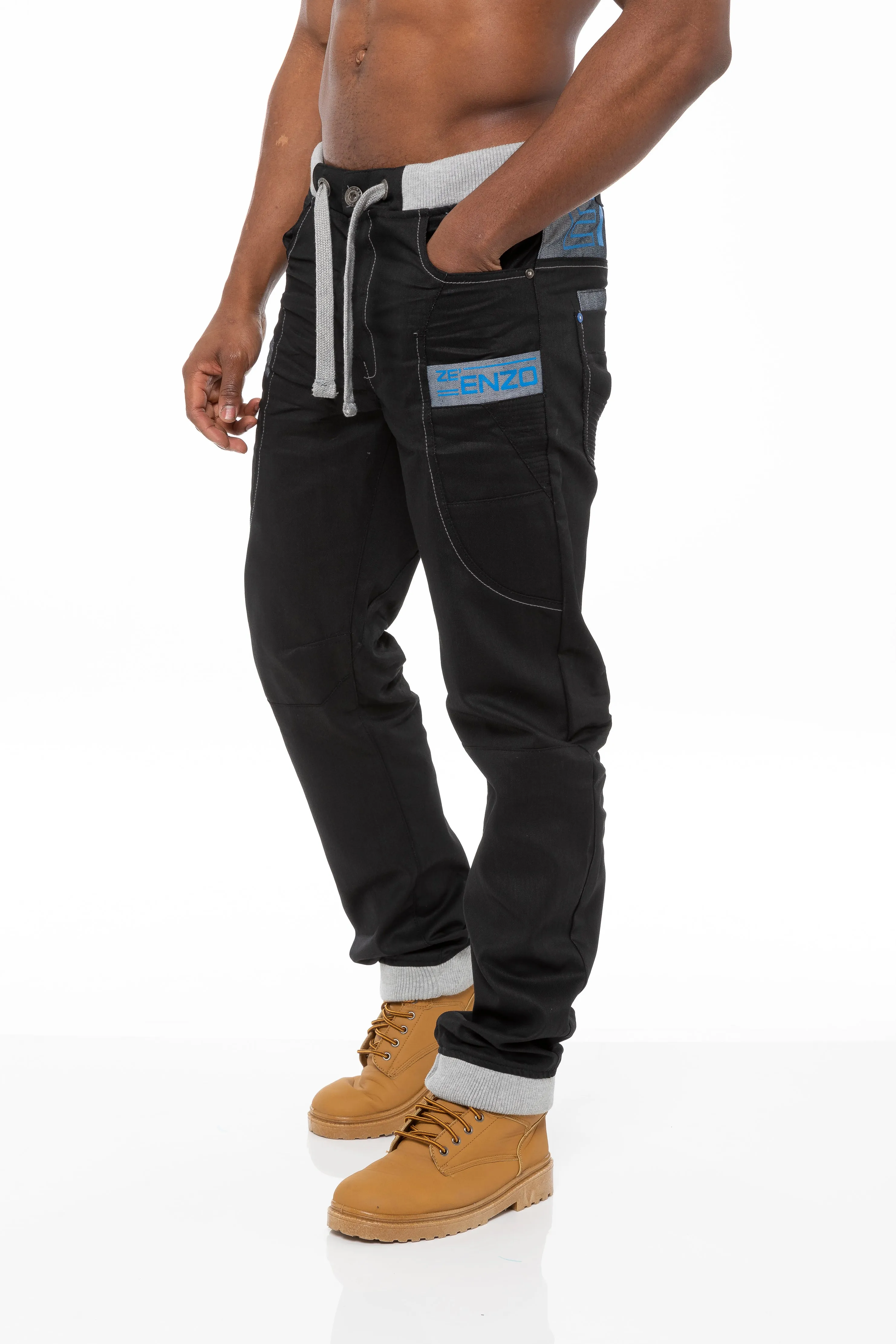 Mens Cuffed Fit Denim Jeans | Enzo Designer Menswear