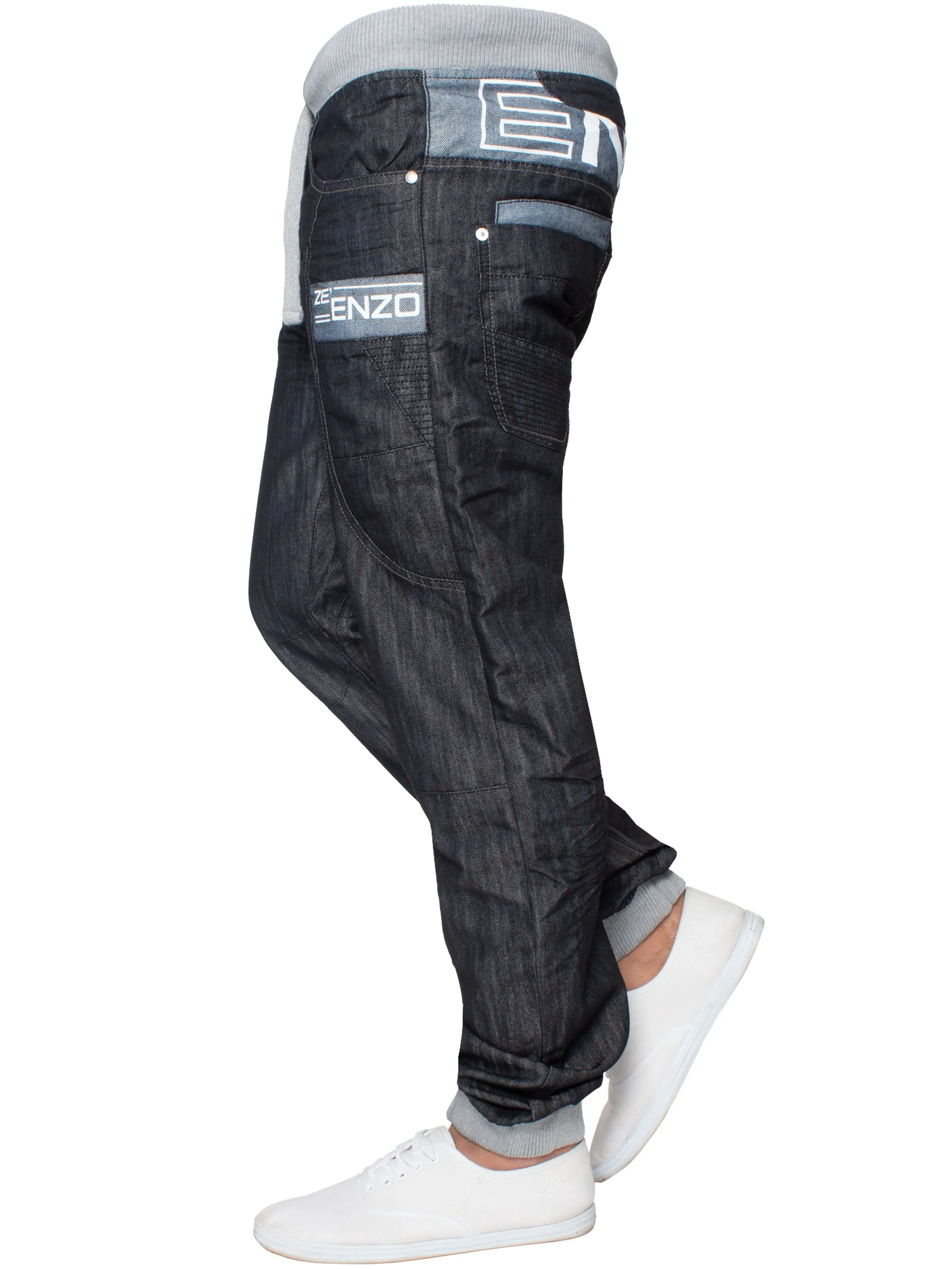 Mens Cuffed Fit Denim Jeans | Enzo Designer Menswear