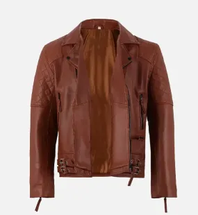 Men's Dark Brown Quilted Asymmetrical Biker Leather Jacket