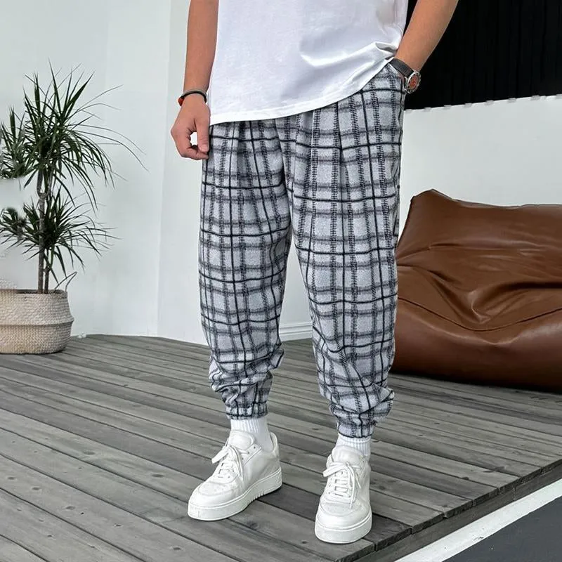 Men's Retro Loose Plaid Jogging pants 93895562YY