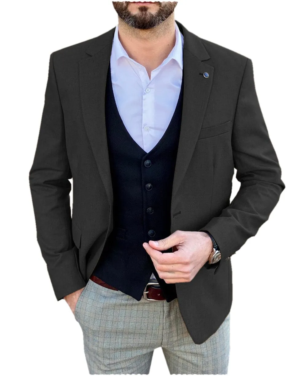 Men's Single Button Peak Lapel Jacket