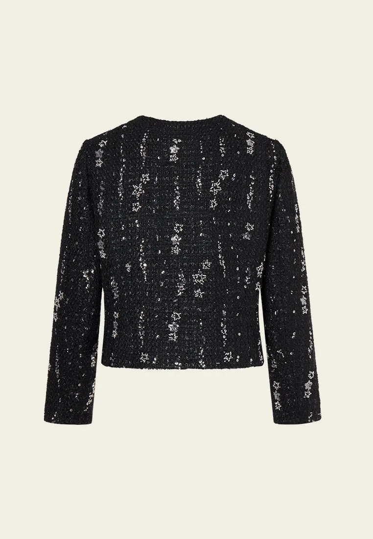 Meteor Shower Embellished Cropped Tweed Jacket