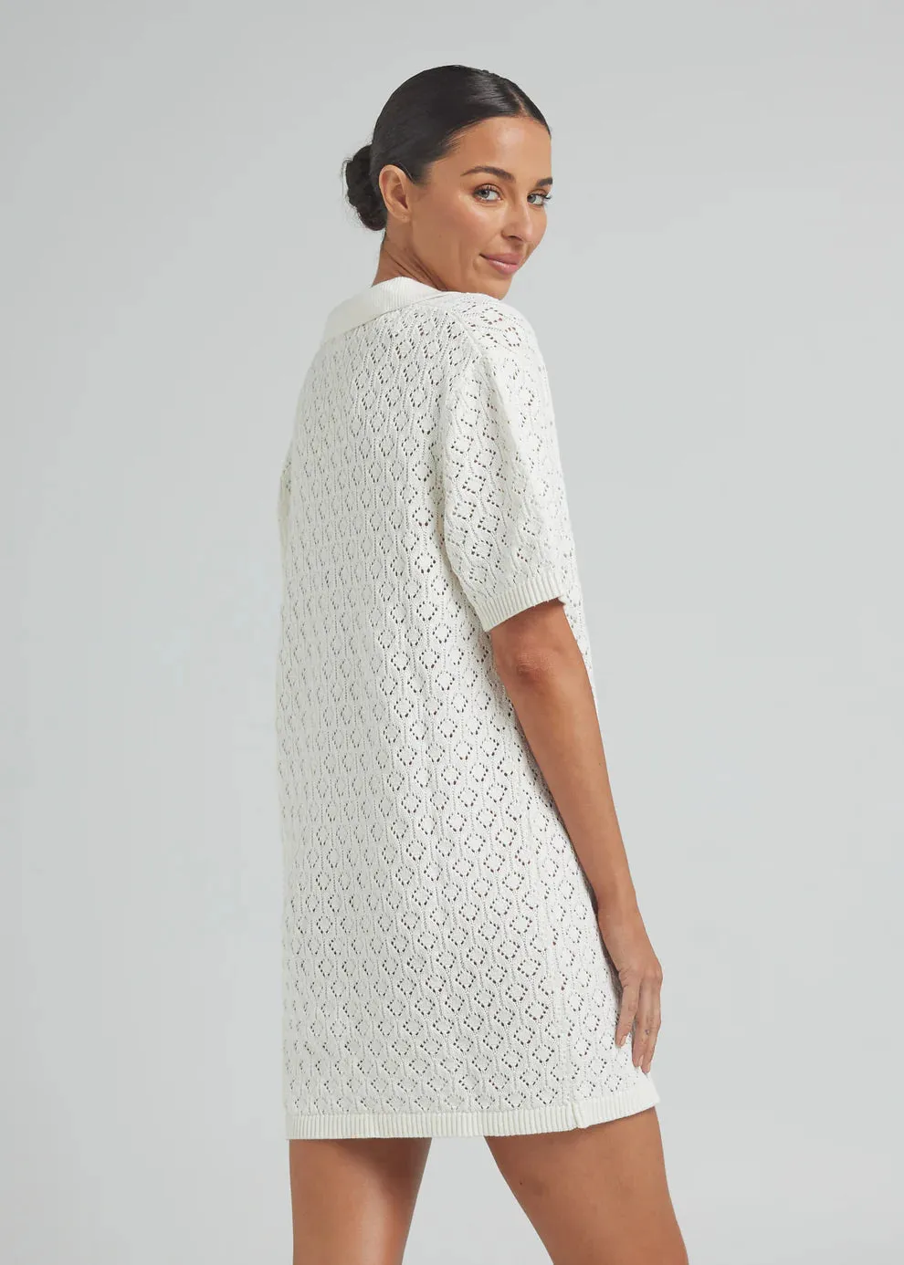 Mimosa Knit Shirt Dress - Gardenia