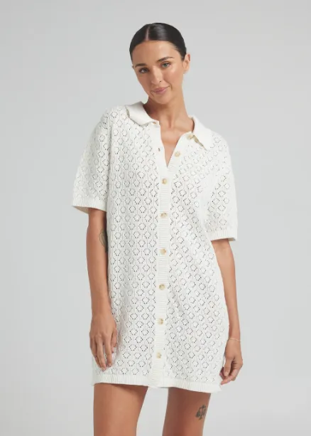 Mimosa Knit Shirt Dress - Gardenia