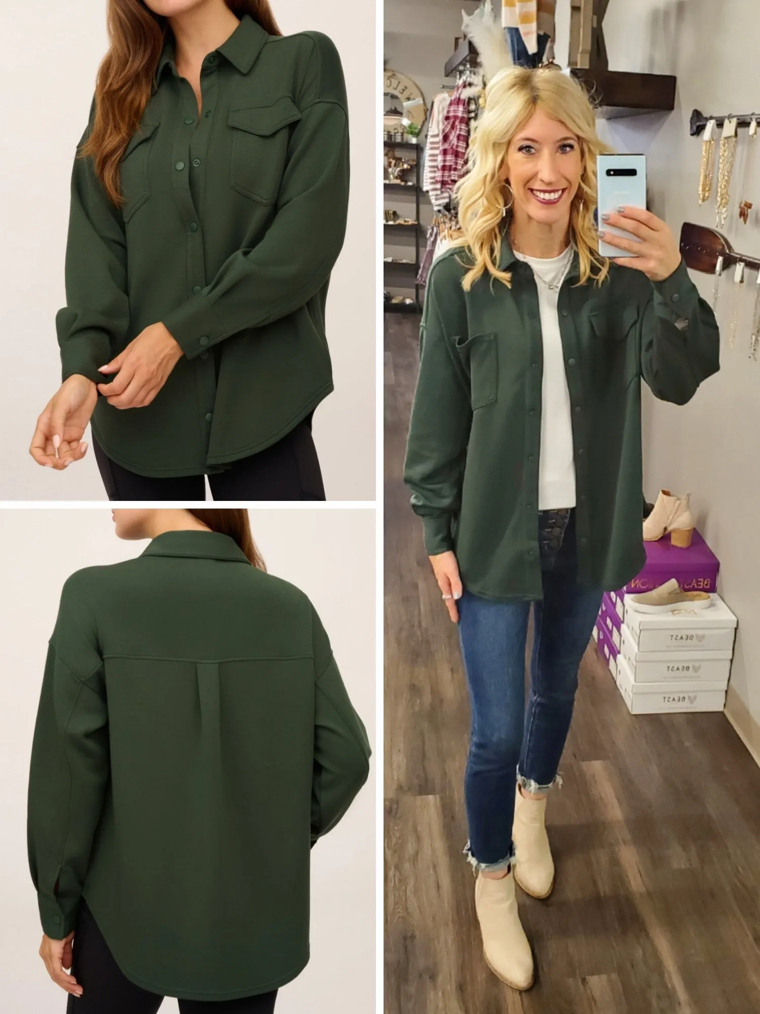 Mindie So-Soft Shacket - Evergreen