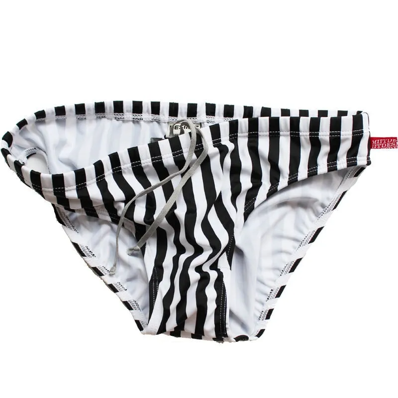 Minimalist Monochrome Stripe Pattern Brief Underwear